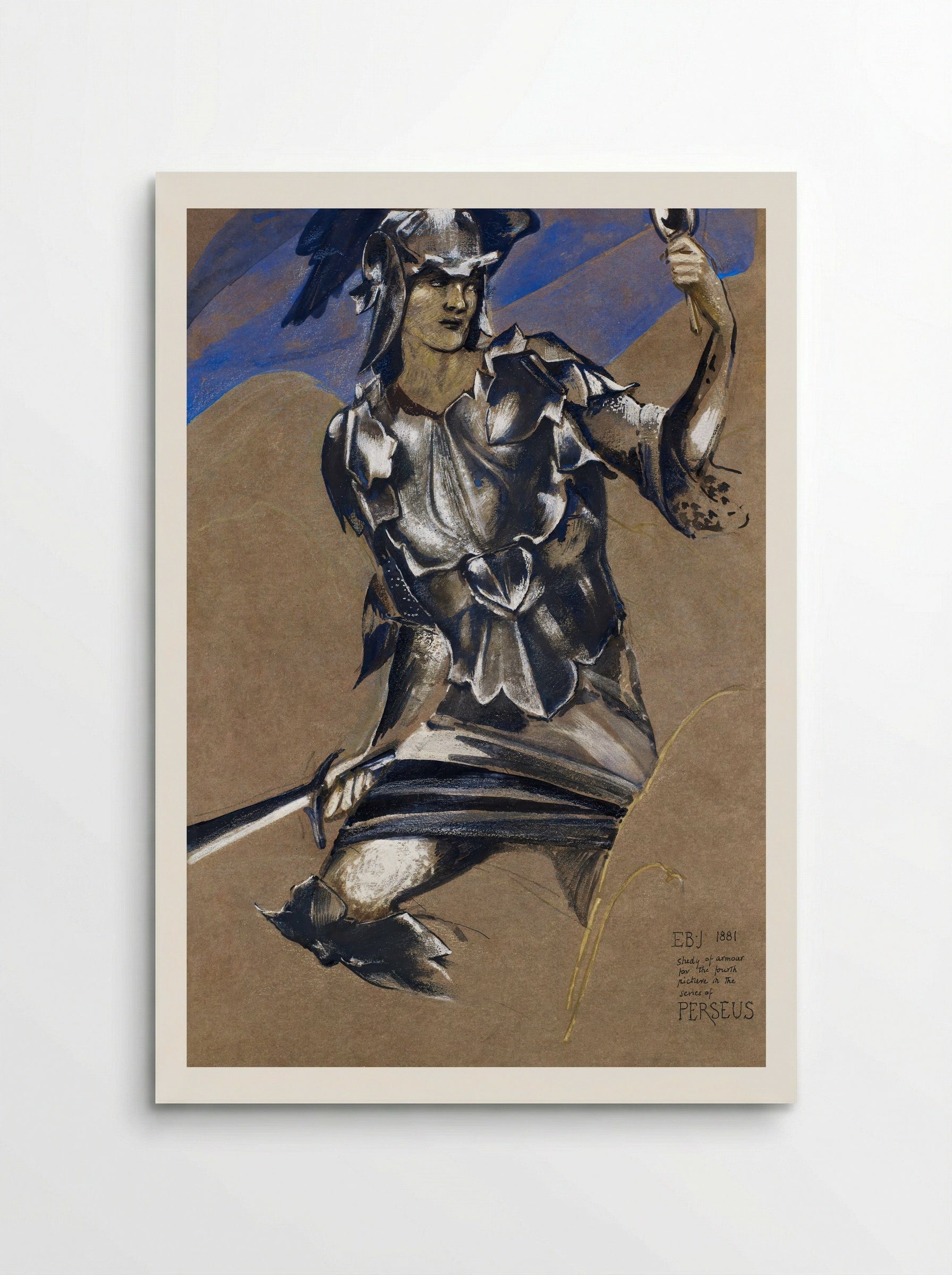 Study of Perseus in Armour for 'The Finding of Medusa' - Edward Burne-Jones - Poster