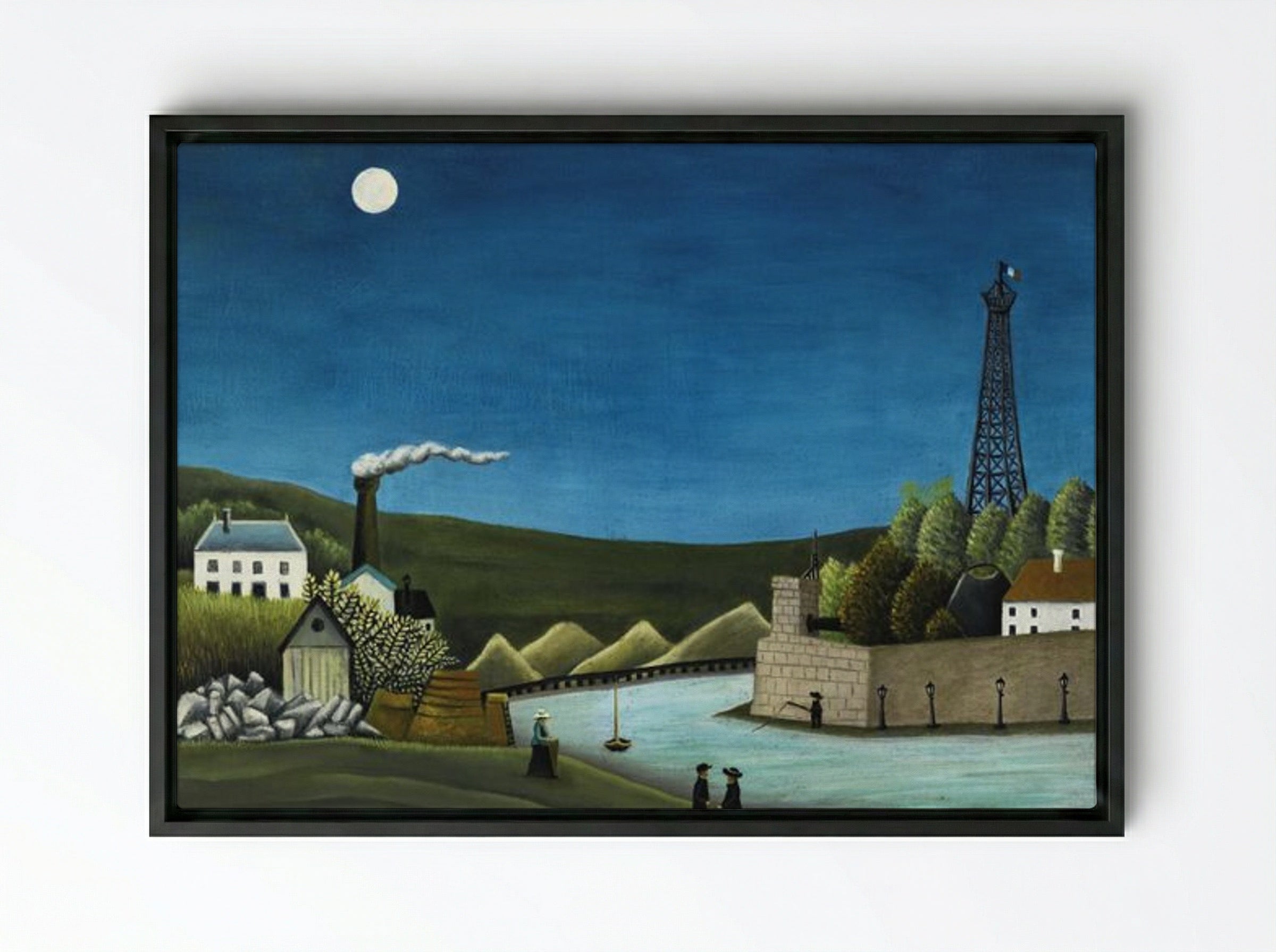 La Seine à Suresnes - Henri Rousseau - Framed Canvas Black
