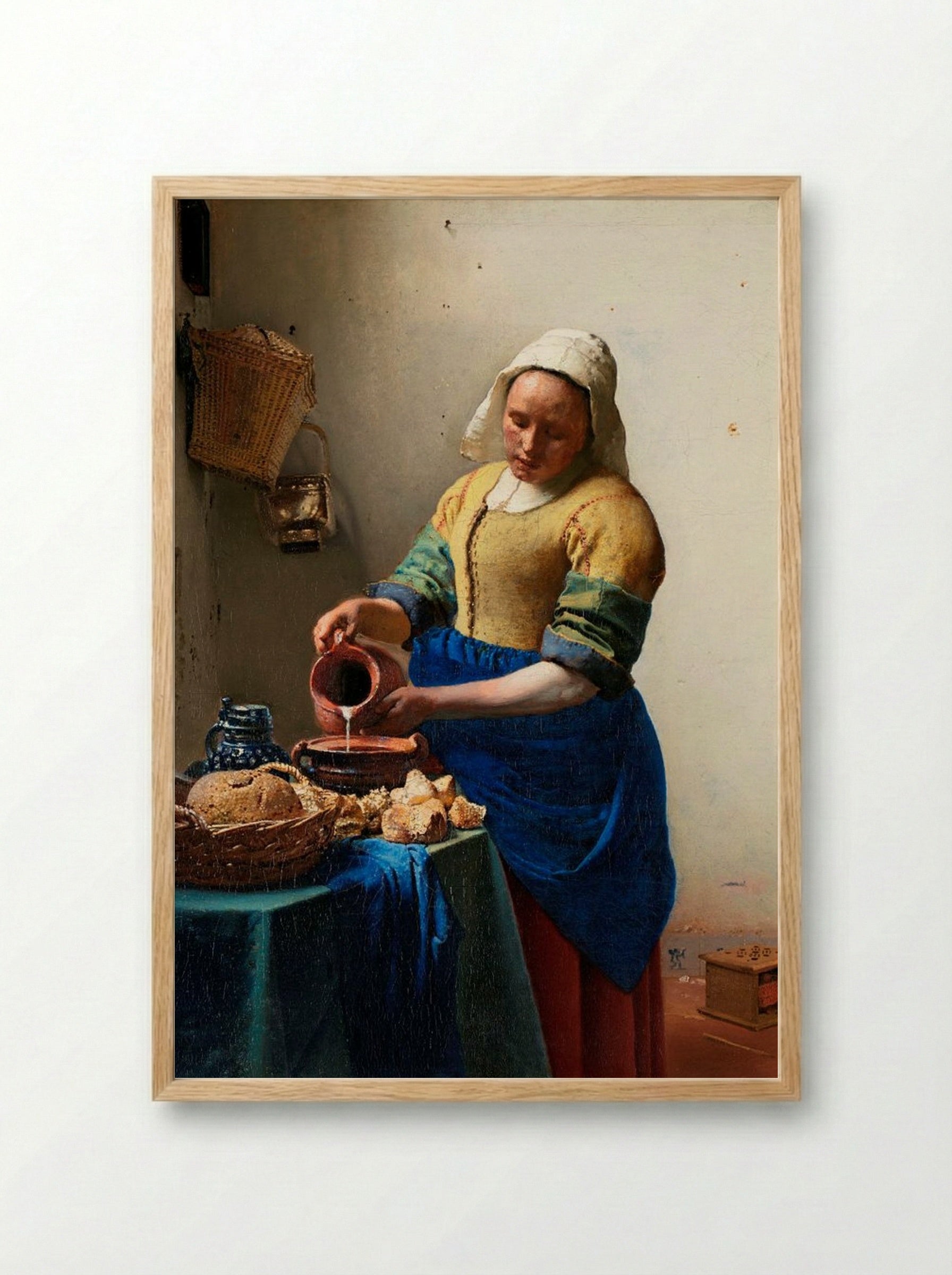 The Milkmaid - Johannes Vermeer - Framed Print Wood