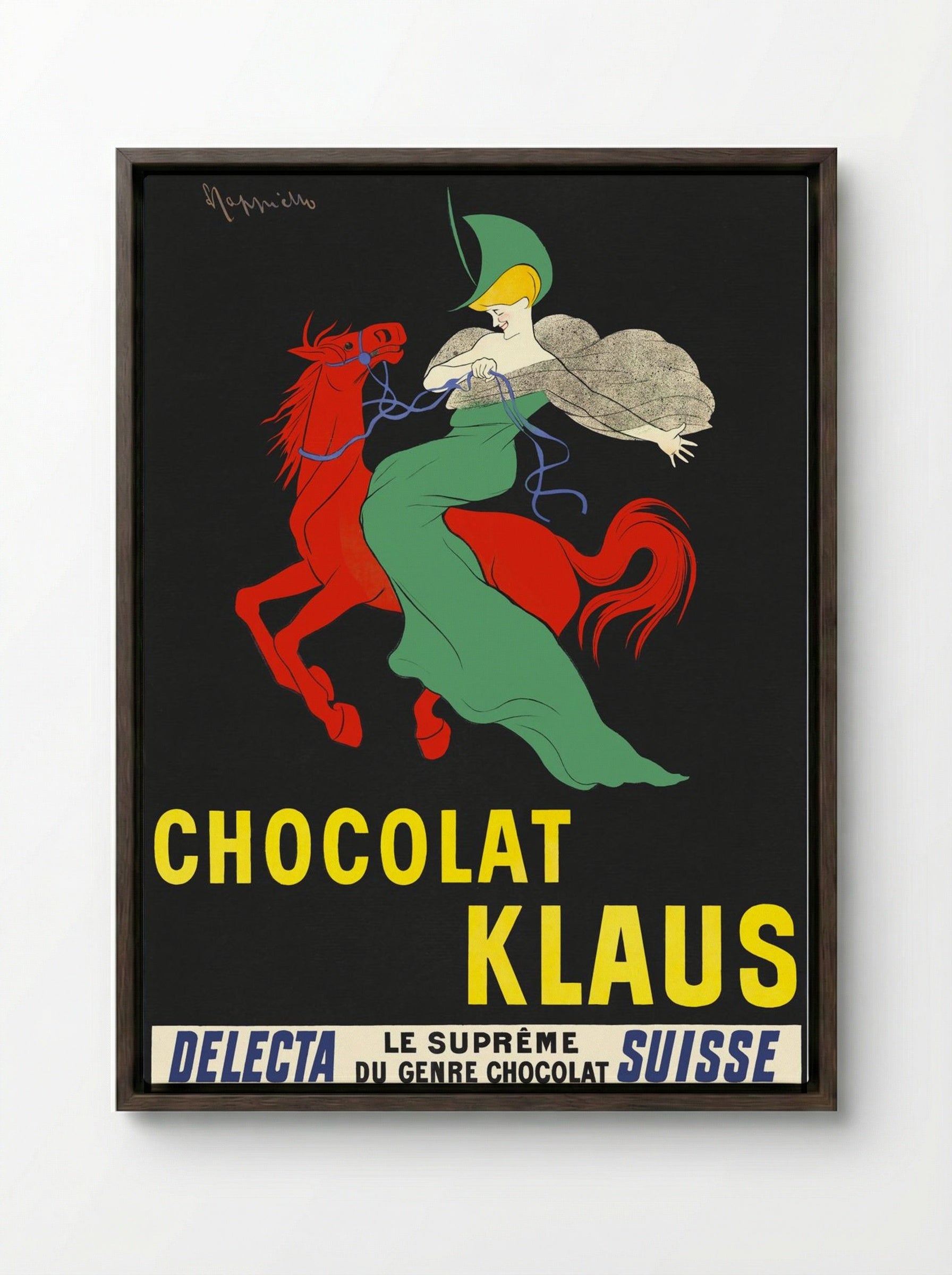 Chocolat Klaus - Leonetto Cappiello - Framed Canvas Dark Wood