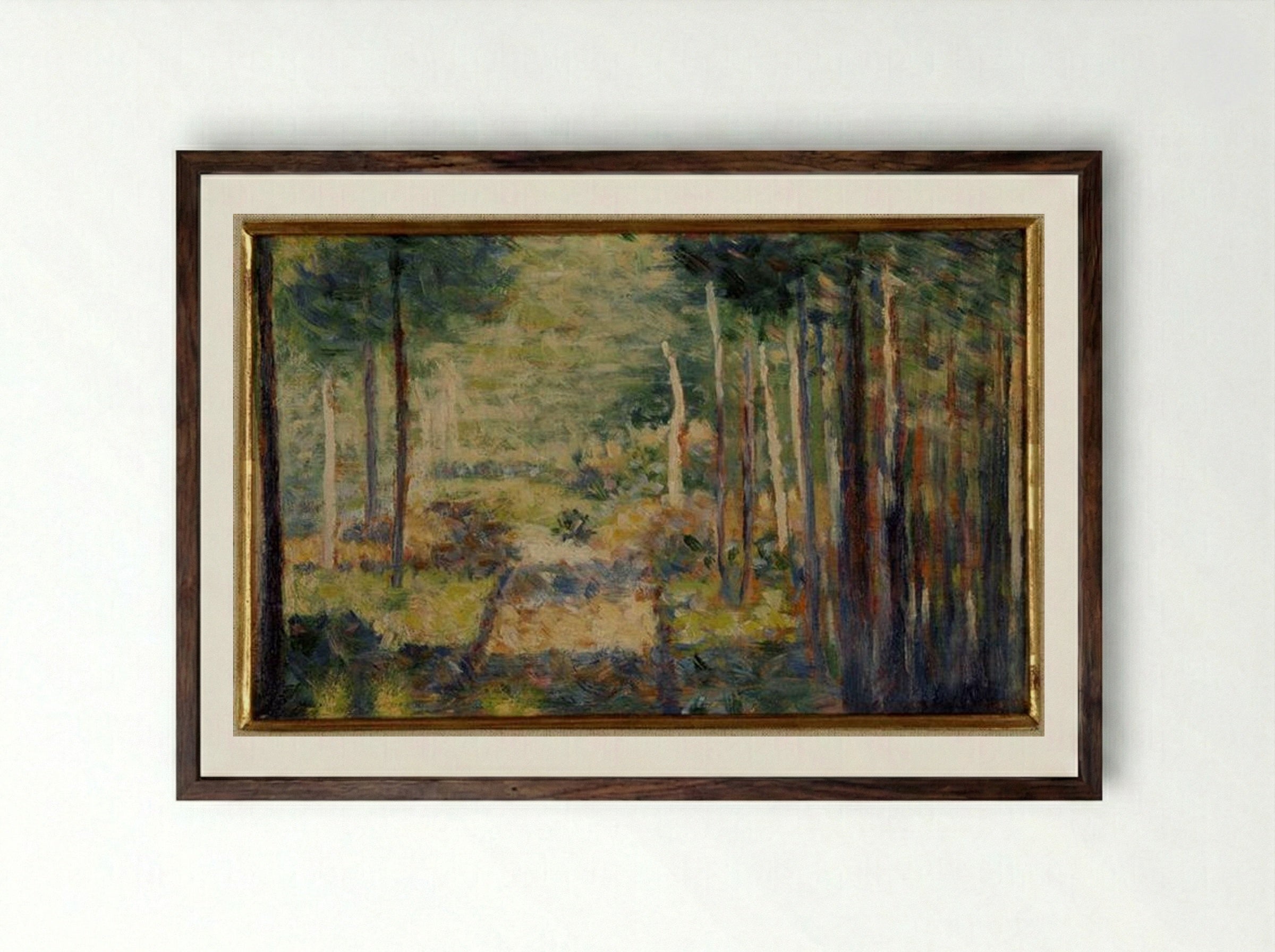 Alley in the Forest, Barbizon - Georges Seurat - Framed Print Dark Wood