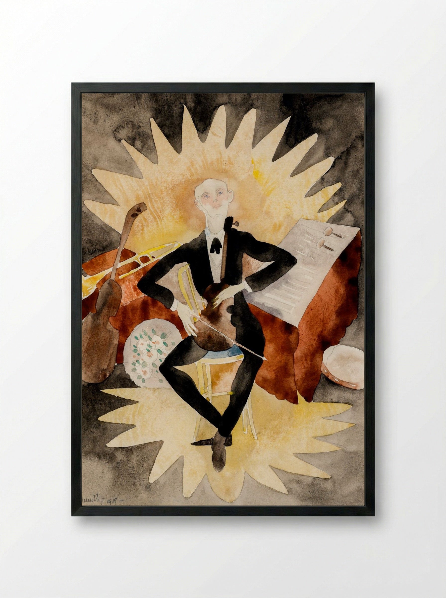 The Musician - Charles Demuth - Framed Print Black