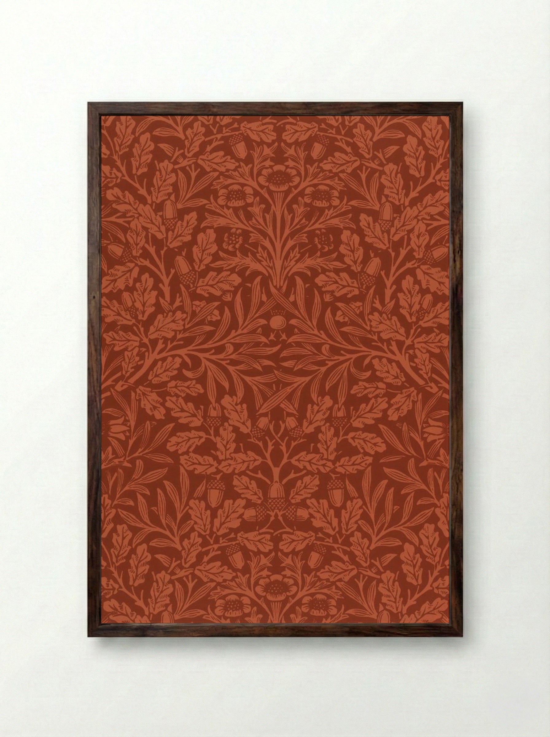 Acorns and Oak Leaves - William Morris - Framed Print Dark Wood