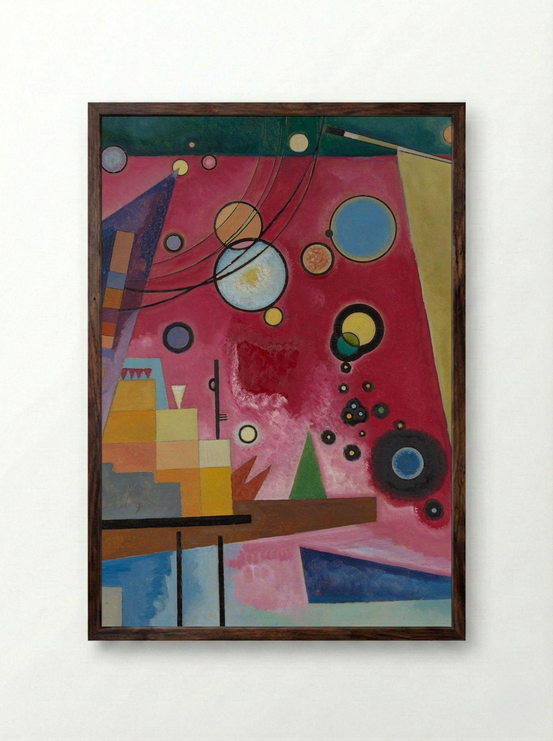 Heavy Red - Wassily Kandinsky - Framed Print Dark Wood
