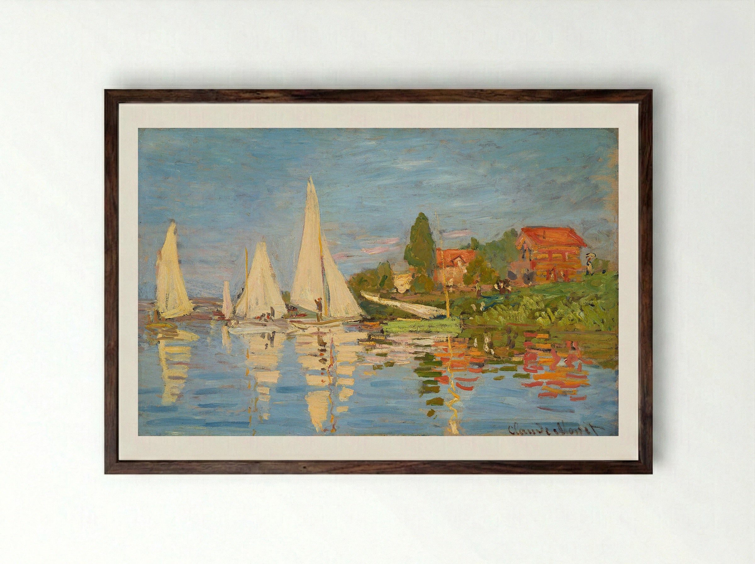 Regatta at Argenteuil - Claude Monet - Framed Print Dark Wood