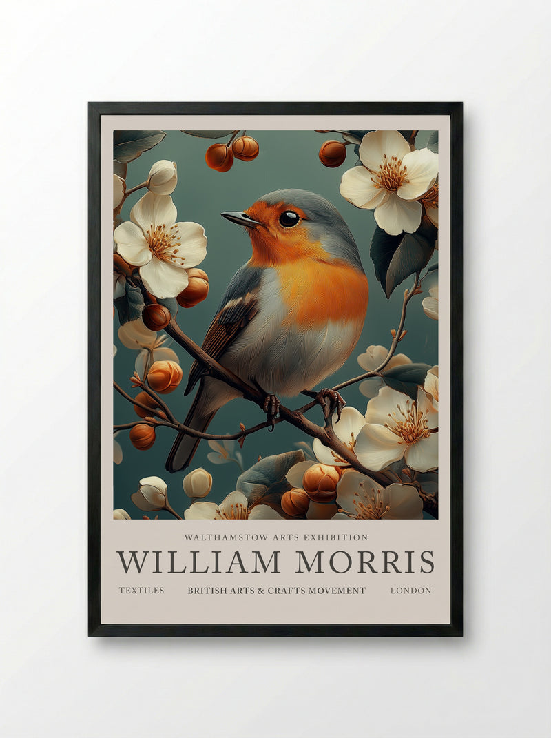 Robin Reverie - William Morris - Framed Print Black