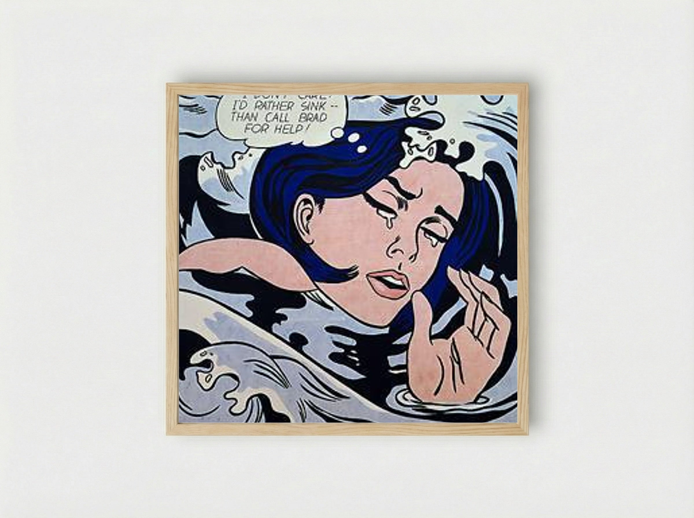 Drowning Girl - Roy Lichtenstein - Framed Print Wood