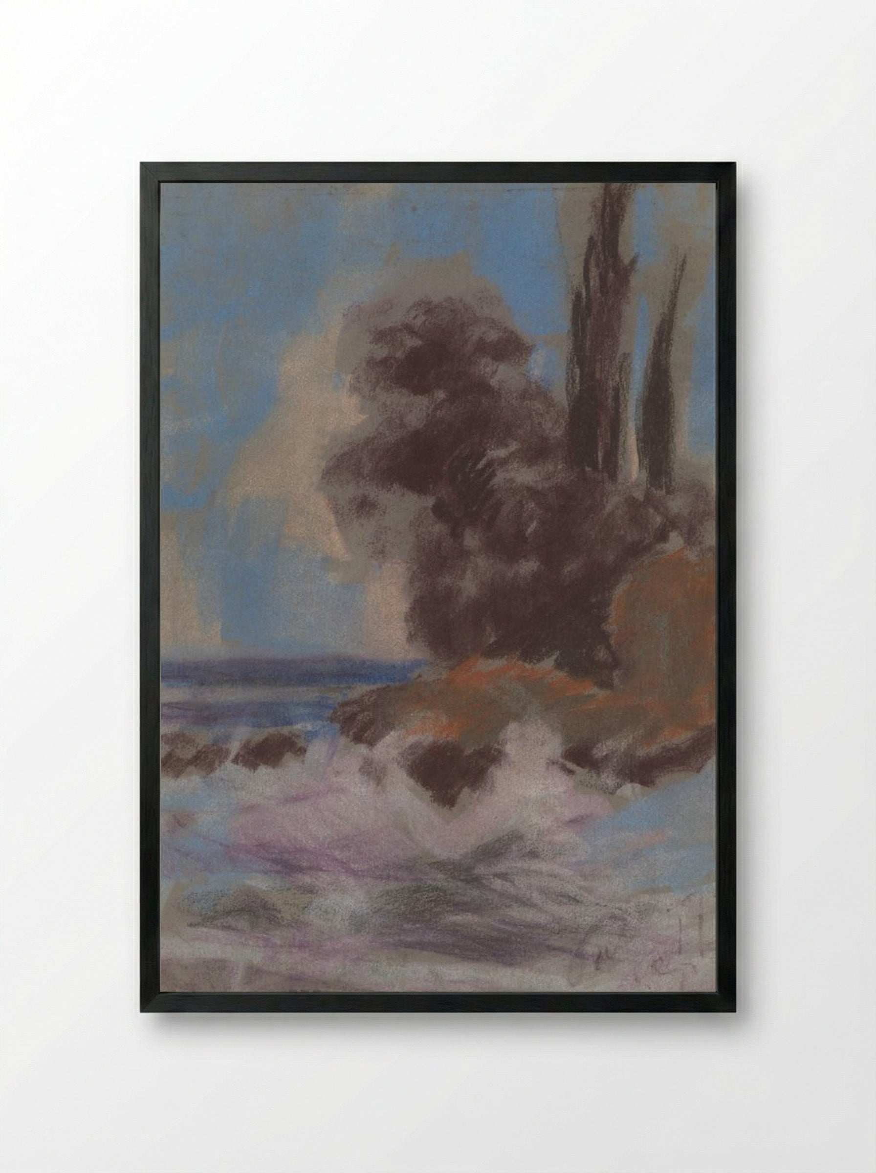 Winter River Landscape - Zolo Palugyay - Framed Print Black