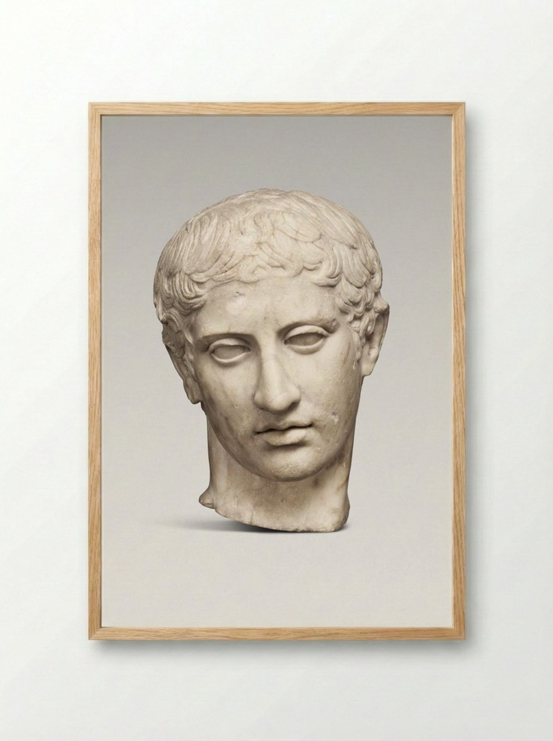 Marble Head of a Youth - Fine Art Print - Framed Print Wood