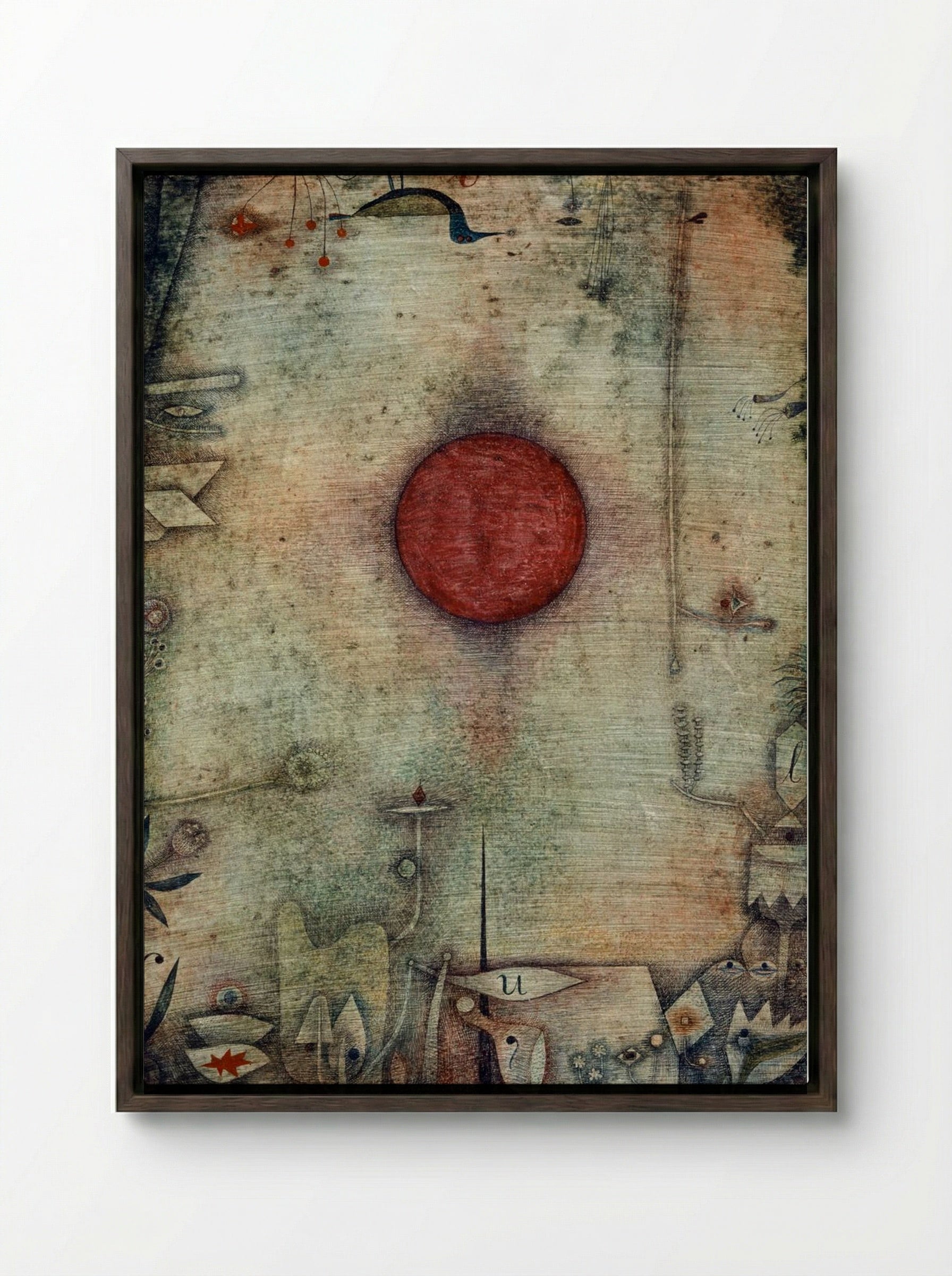 Ad marginem - Paul Klee - Framed Canvas Dark Wood