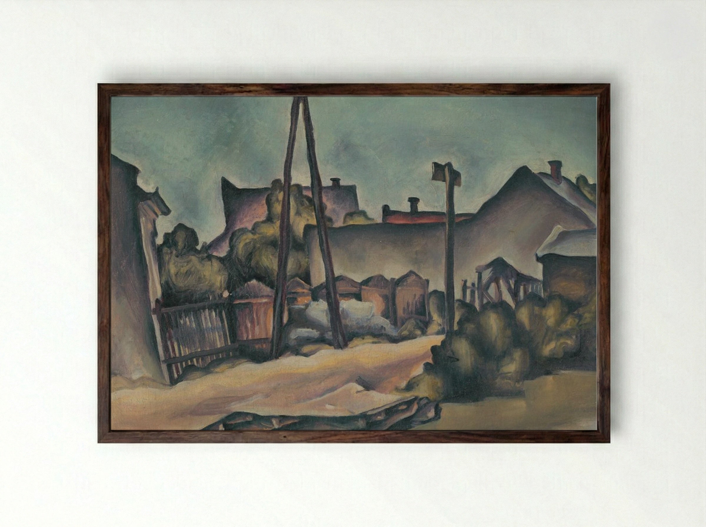 On the Outskirts of Kostroma - Konstantin Bauer - Framed Print Dark Wood