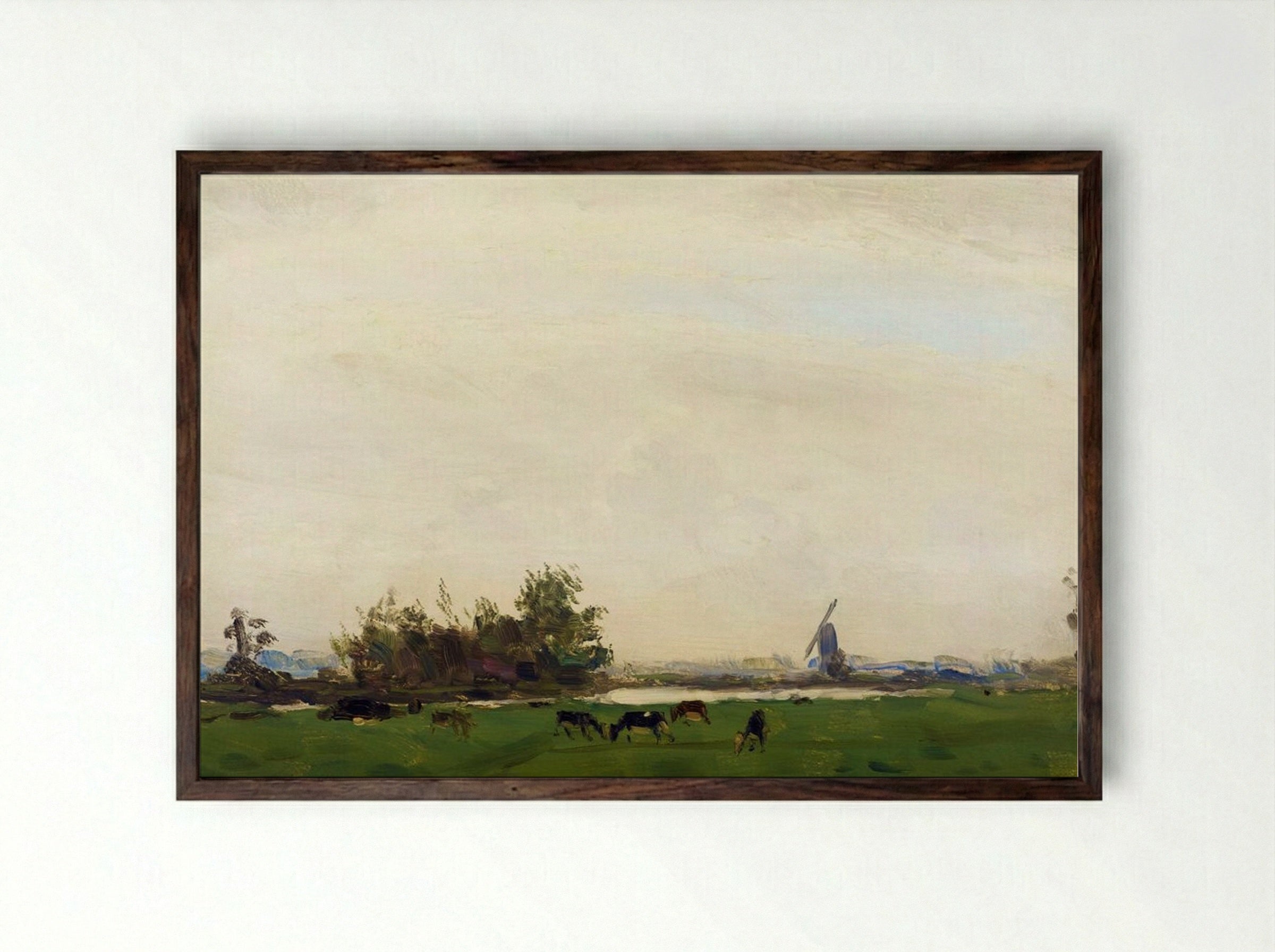 Meadow Landscape on the Spaarne - Gerrit Willem Dijsselhof - Framed Print Dark Wood