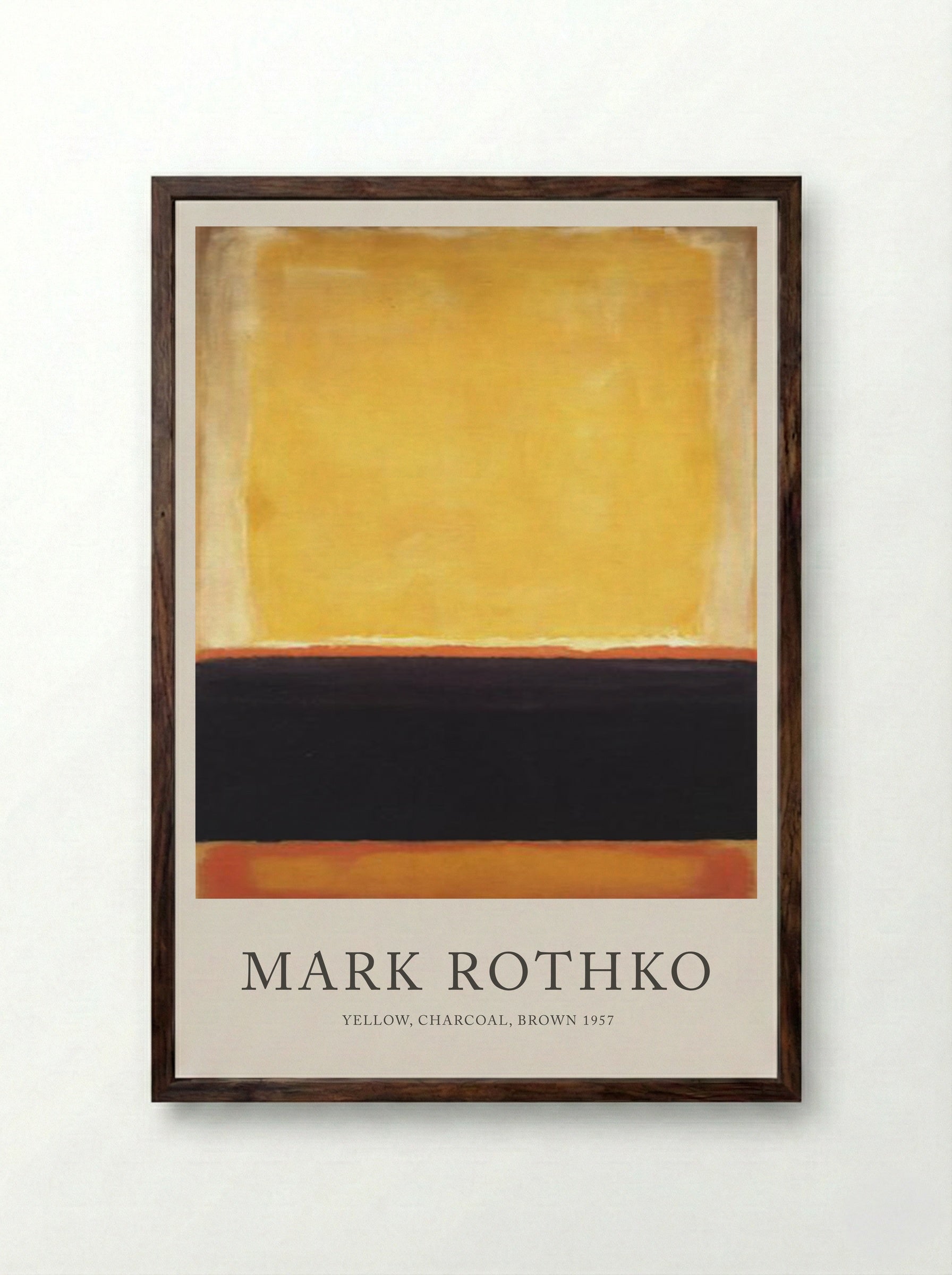 Yellow, Charcoal, Brown - Mark Rothko - Framed Print Dark Wood