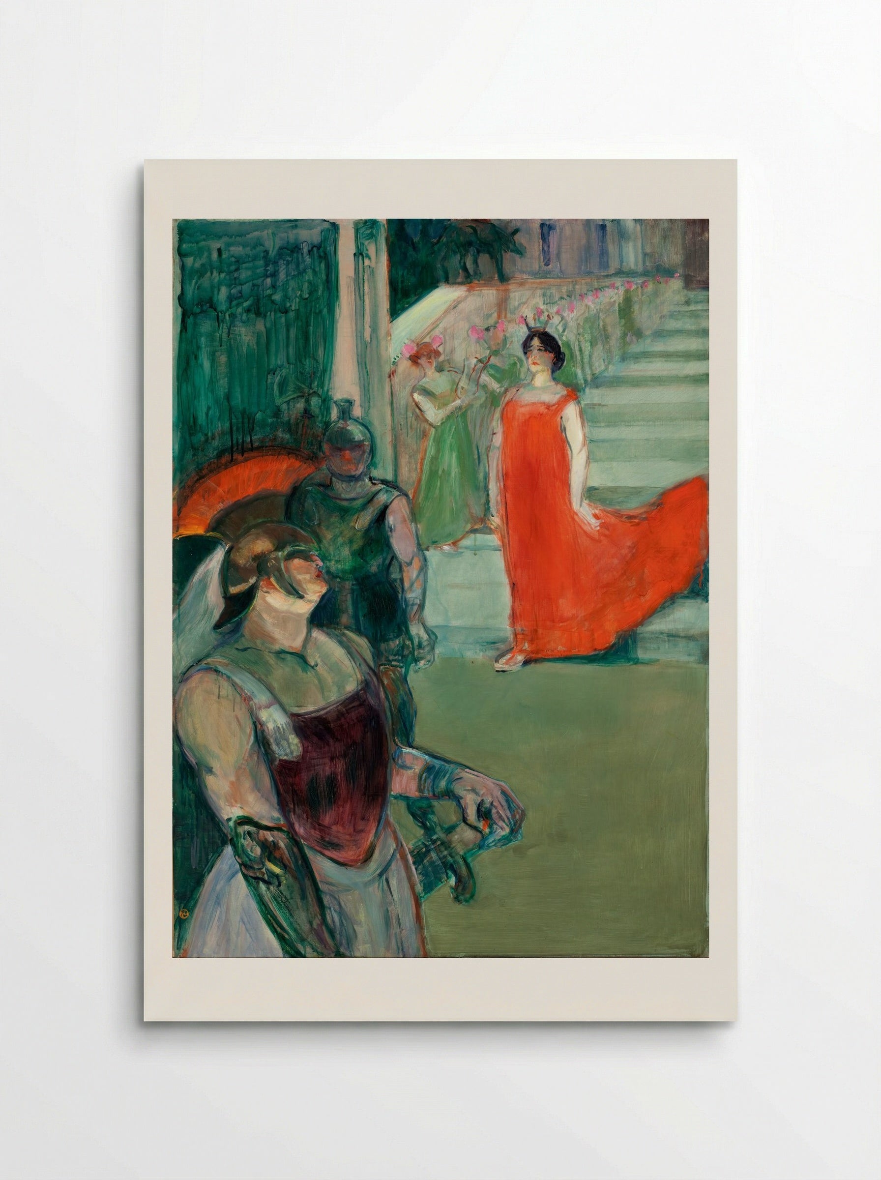 The Opera Messalina at Bordeaux: Messaline Descends the Staircase Bordered by Extras - Henri de Toulouse-Lautrec - Poster
