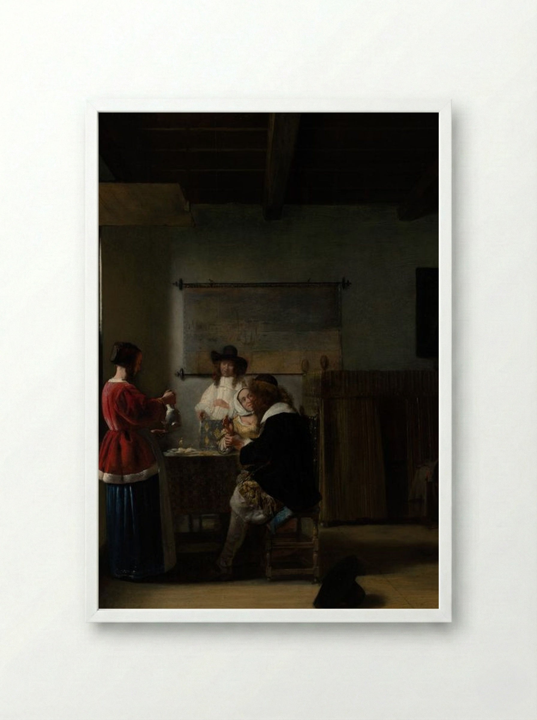 The Visit - Pieter de Hooch - Framed Print White