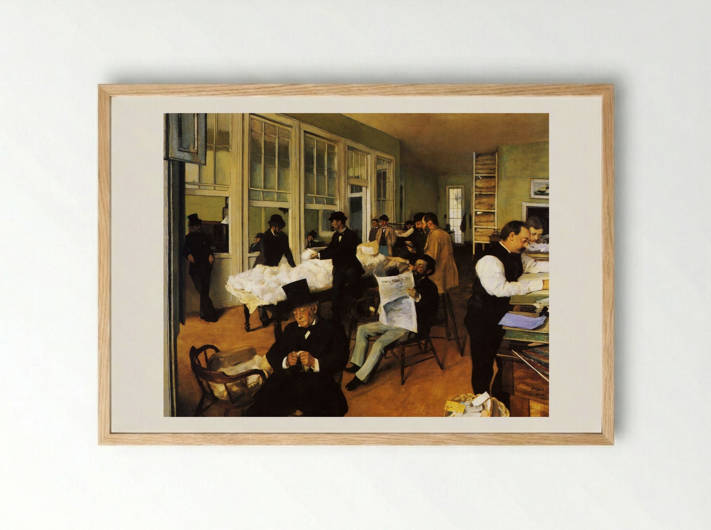 A Cotton Office in New Orleans - Edgar Degas - Framed Print Wood