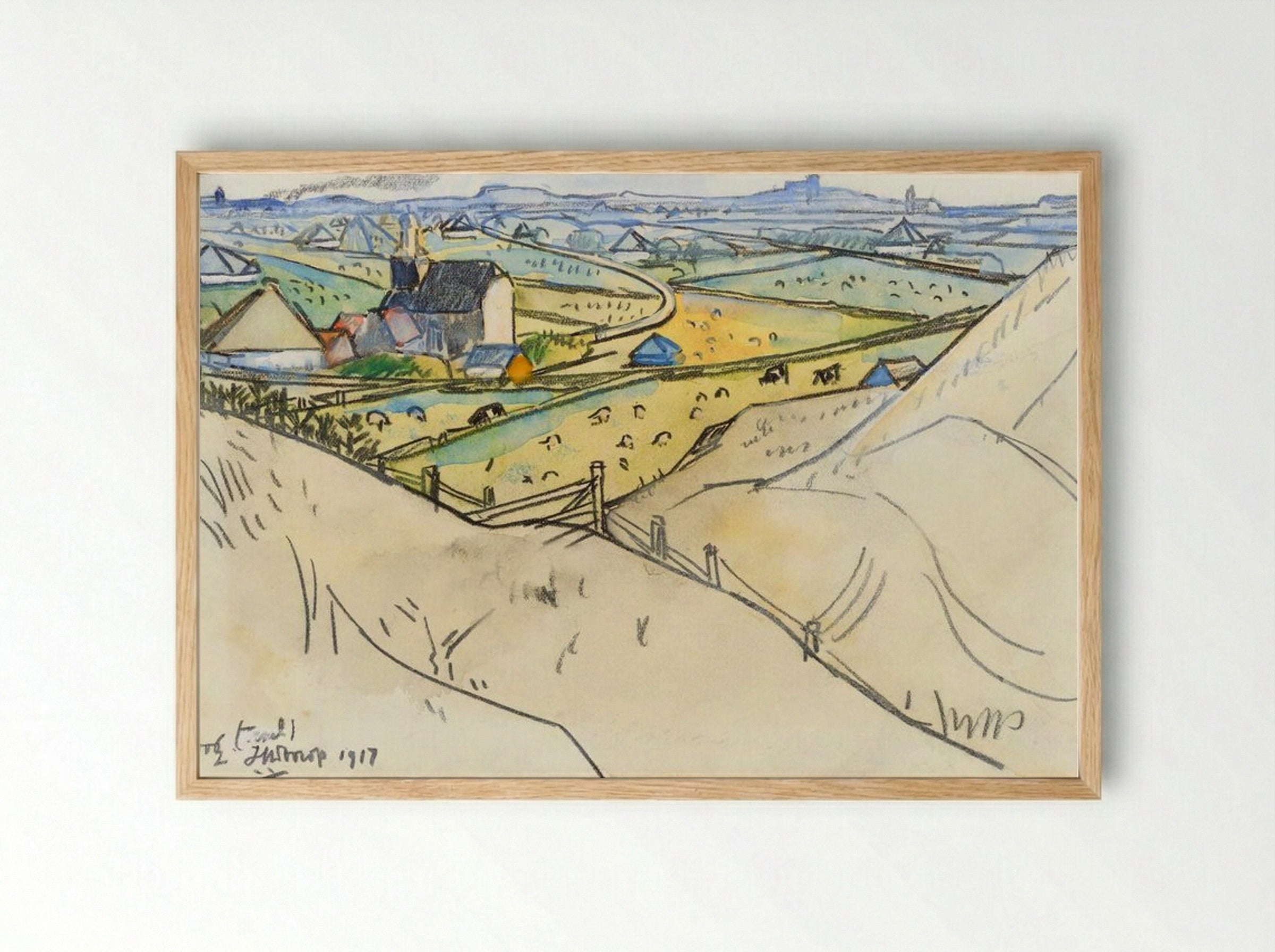 View from the Dunes on Koog in Texel - Jan Toorop - Framed Print Wood