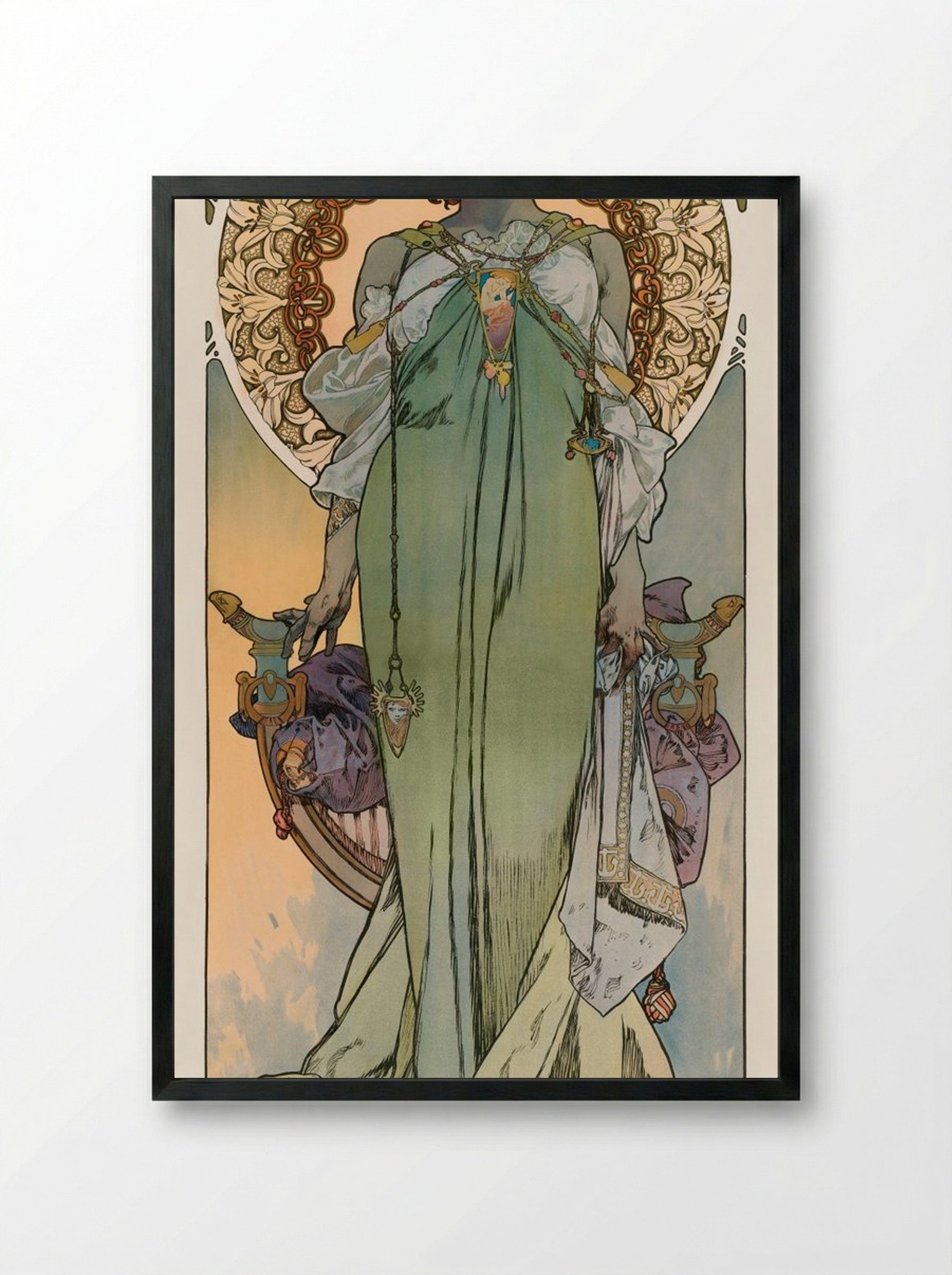 Leslie Carter - Alphonse Mucha - Framed Print Black