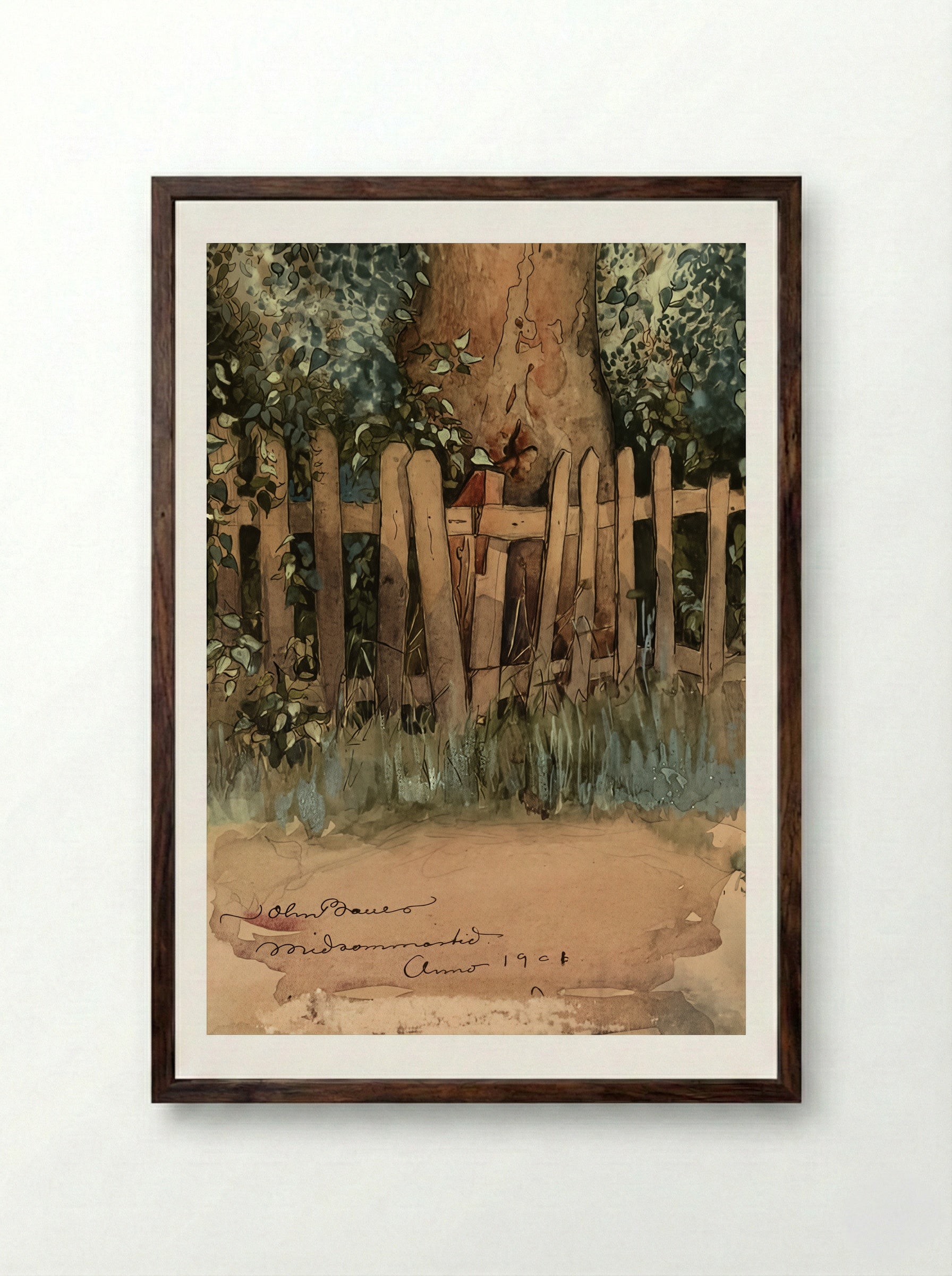 Midsummer Time - John Bauer - Framed Print Dark Wood