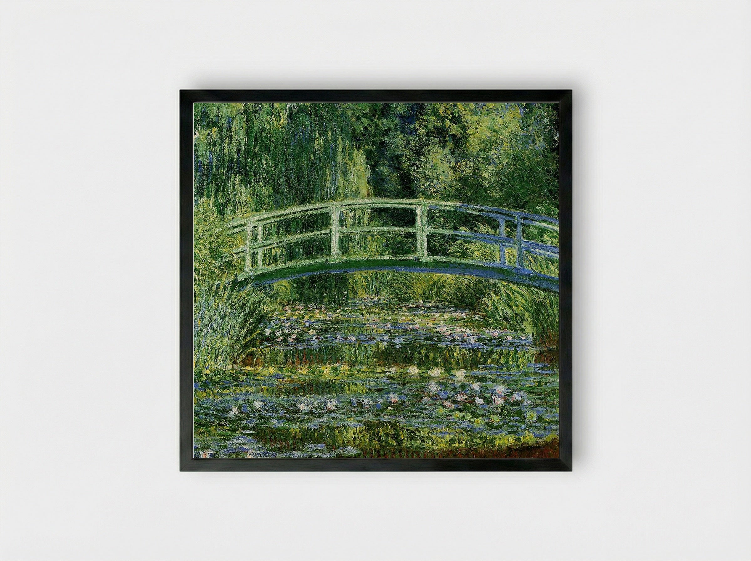 The Japanese Bridge (The Water-Lily Pond) - Claude Monet - Framed Print Black
