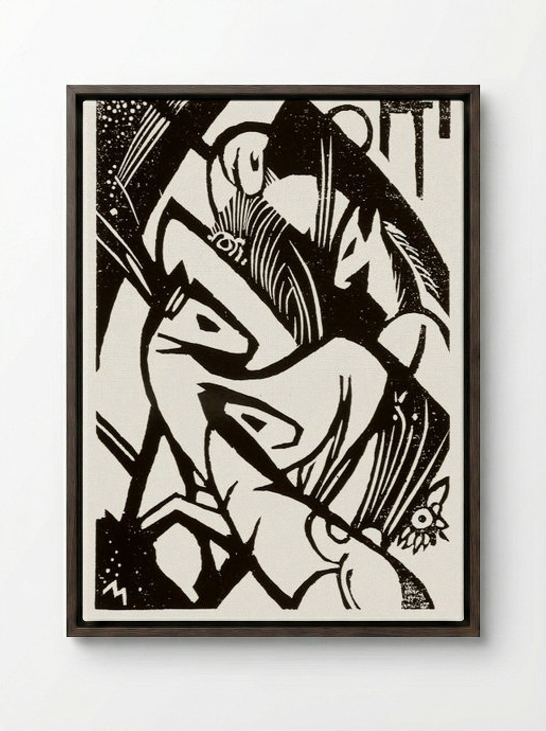 Horses - Franz Marc - Framed Canvas Dark Wood