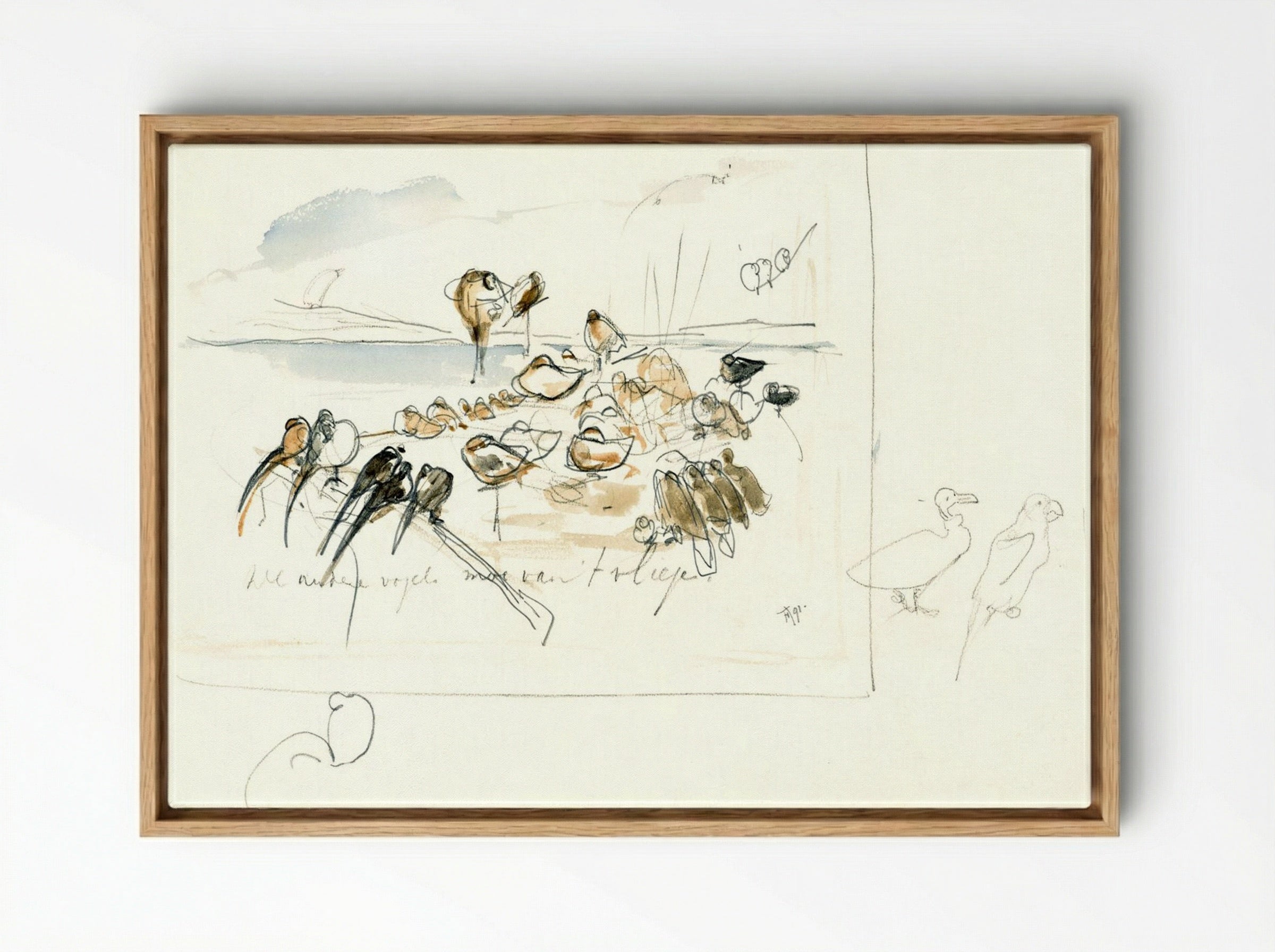 Study for Illustration in 'Hoe de vogels aan een koning kwamen' - Theo van Hoytema - Framed Canvas Wood