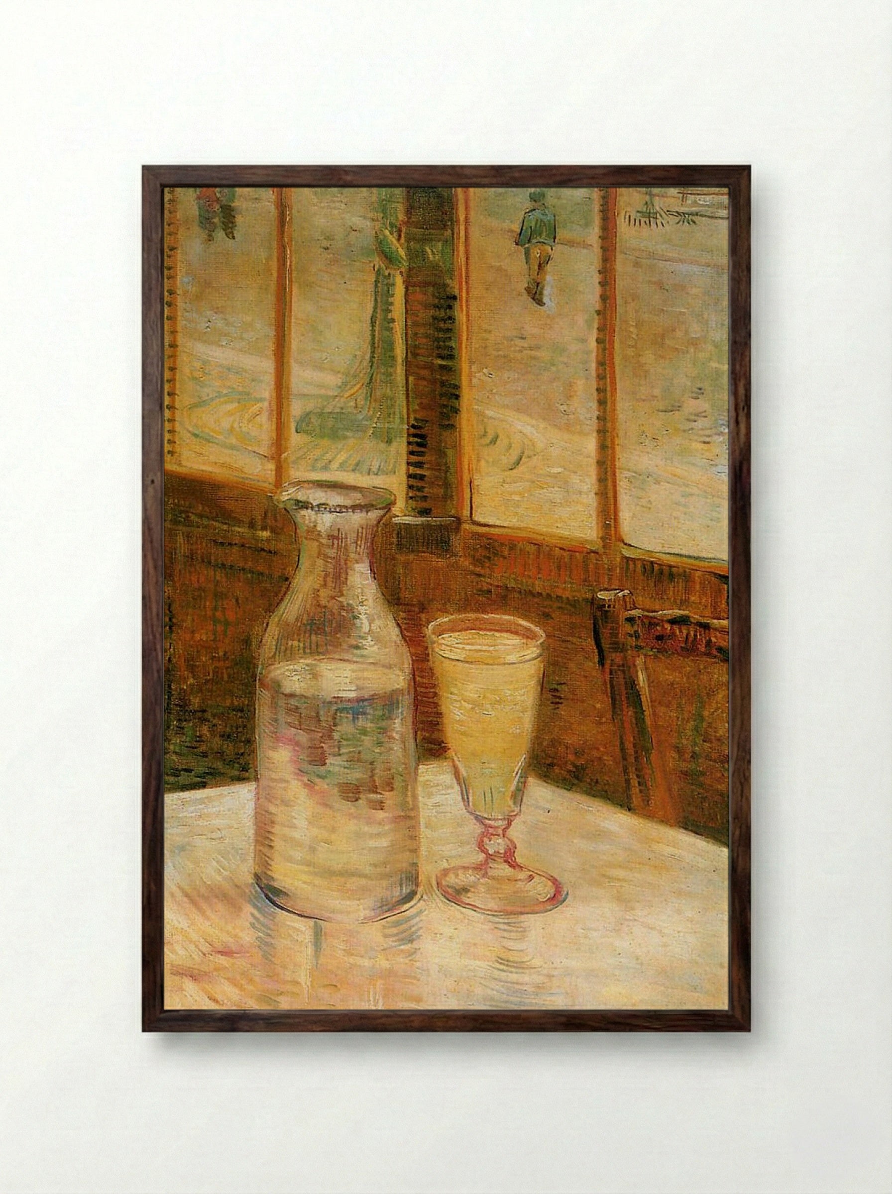 Glass of Absinthe and a Carafe - Vincent van Gogh - Framed Print Dark Wood