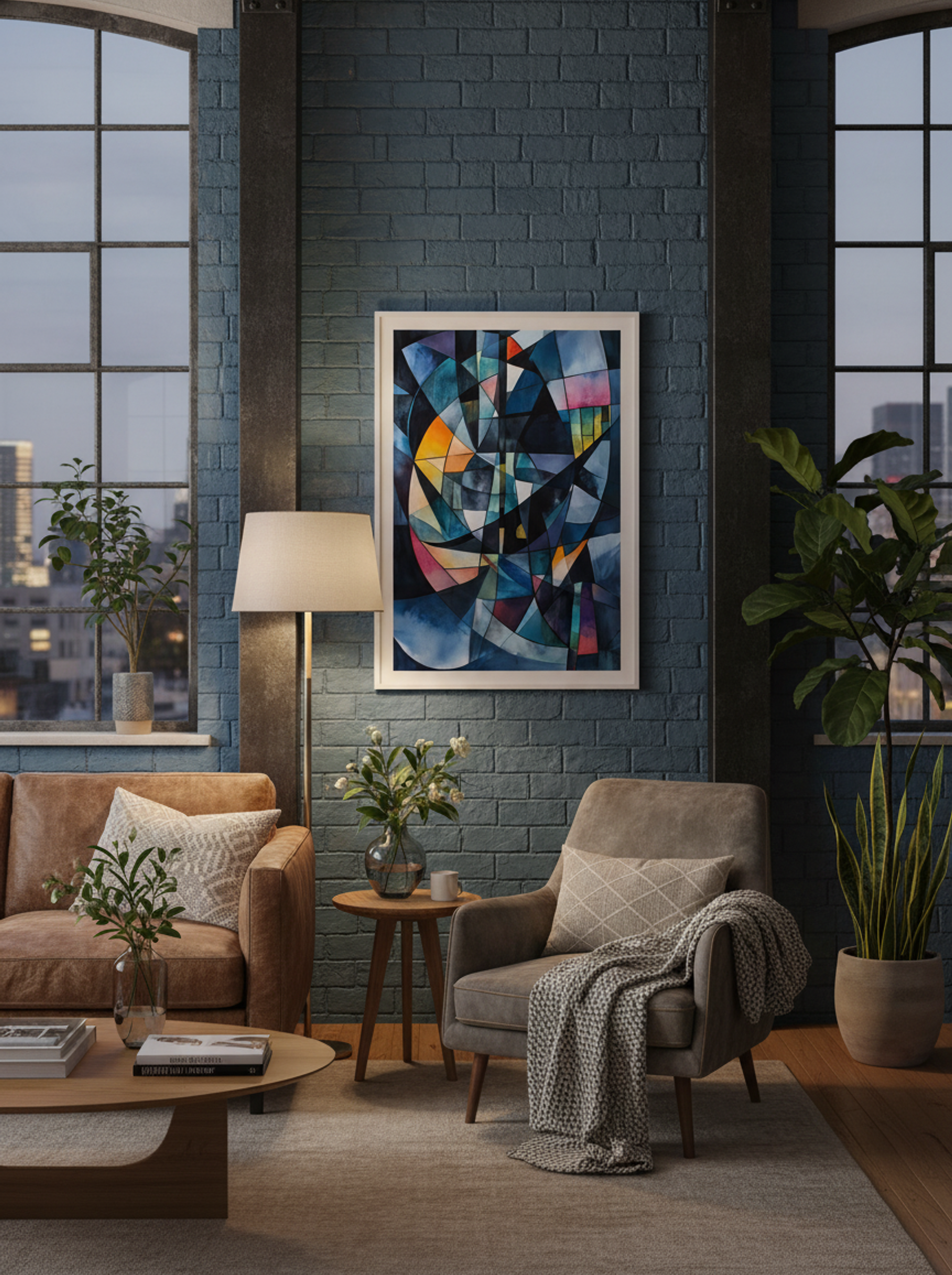 Cathedral Light – Abstract Geometric Stained Glass Composition - Lifestyle
