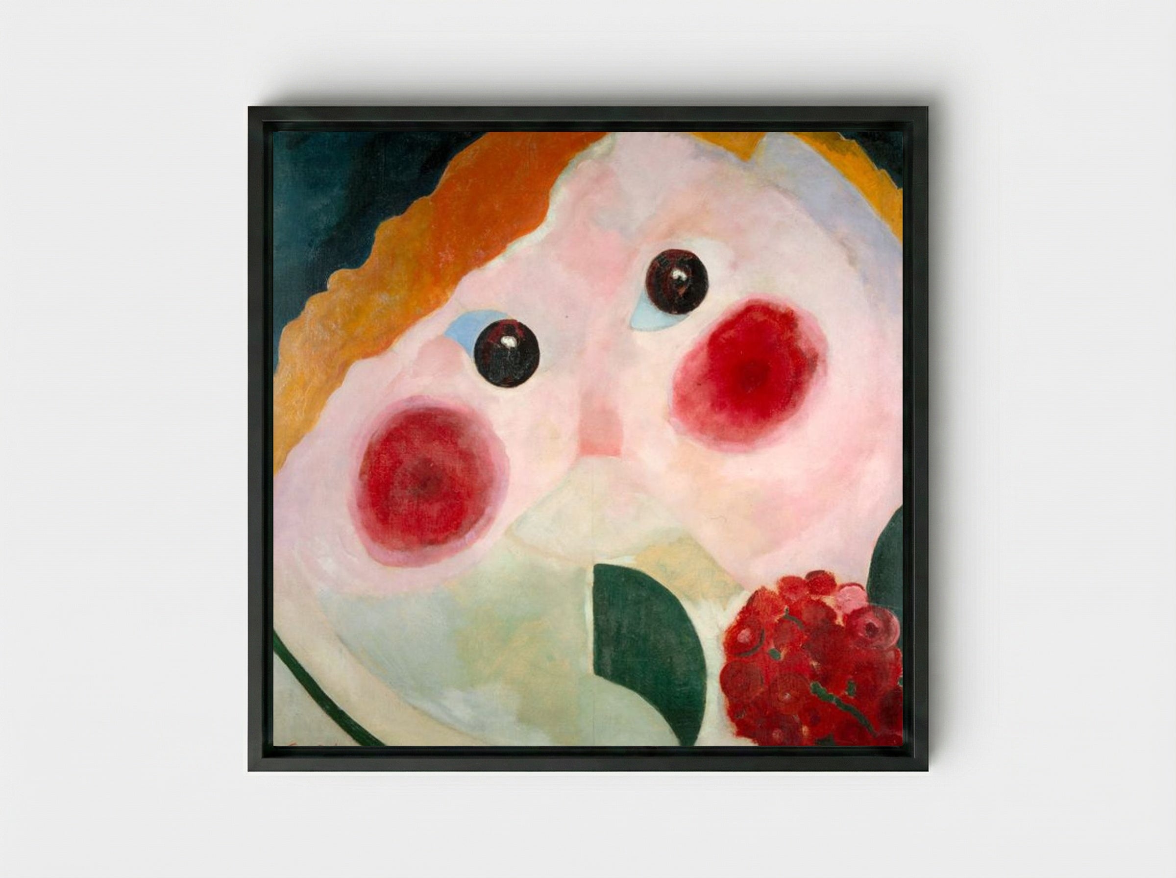 Girl with Ranunculus - Theo van Doesburg - Framed Canvas Black