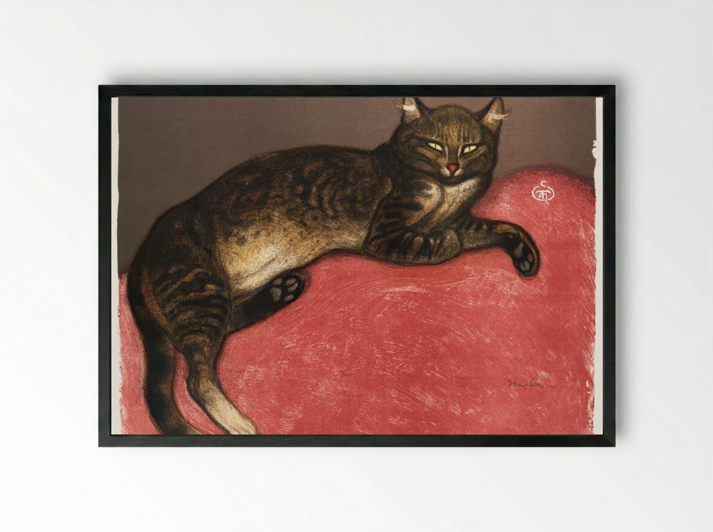 L'Hiver, Chat sur un Coussin - Théophile Alexandre Steinlen - Framed Print Black