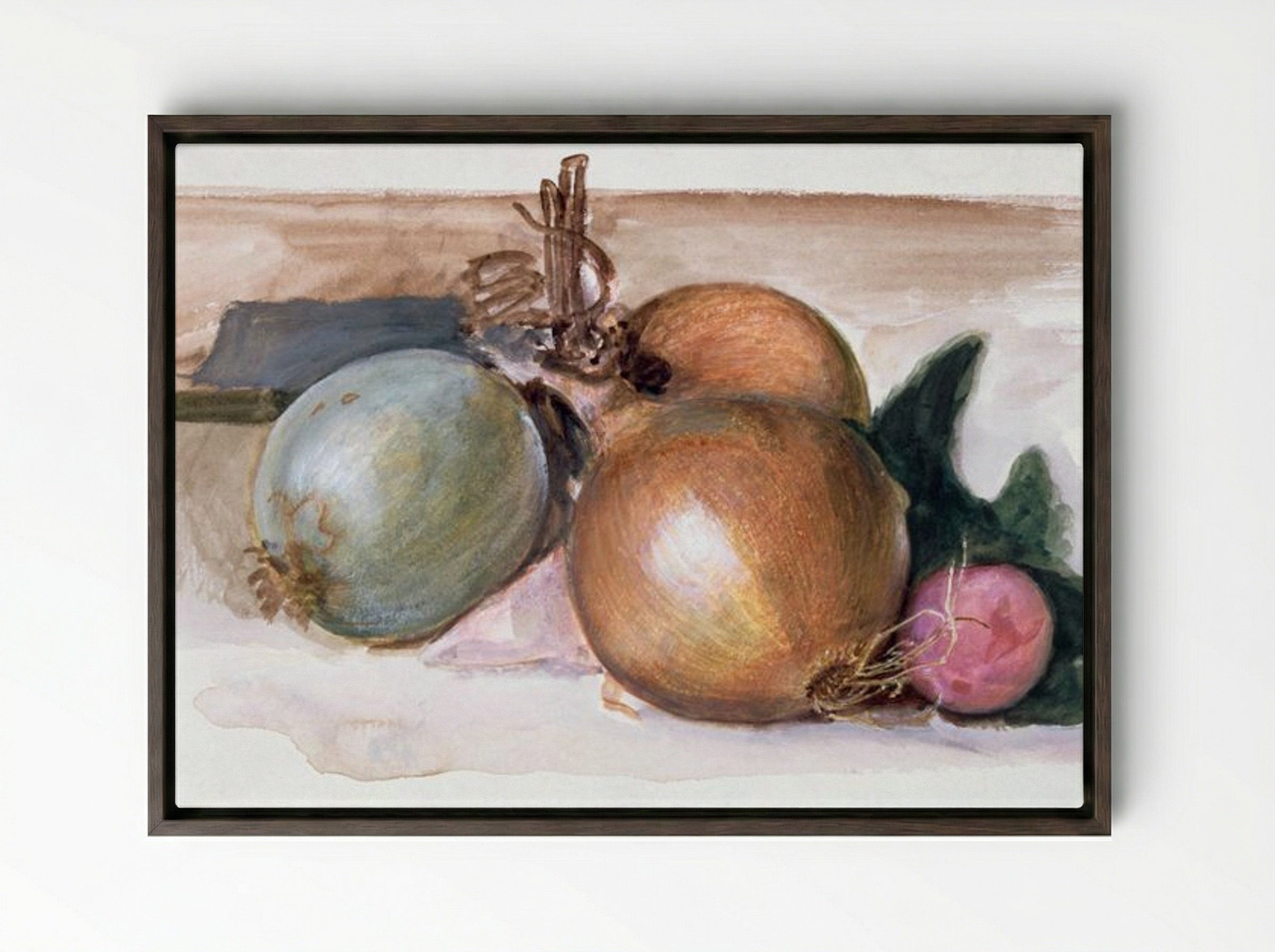 Still-Life - Study of Onions - Edward Burne-Jones - Framed Canvas Dark Wood
