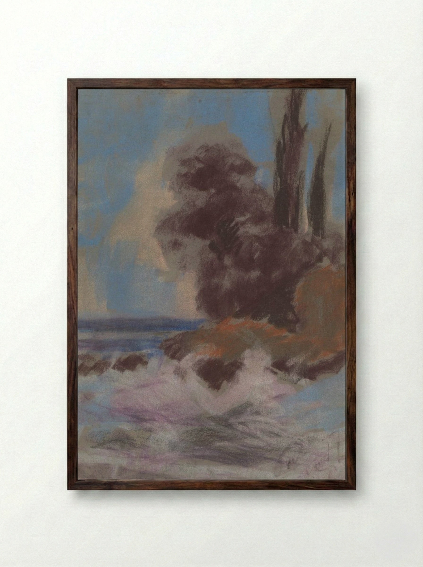 Winter River Landscape - Zolo Palugyay - Framed Print Dark Wood