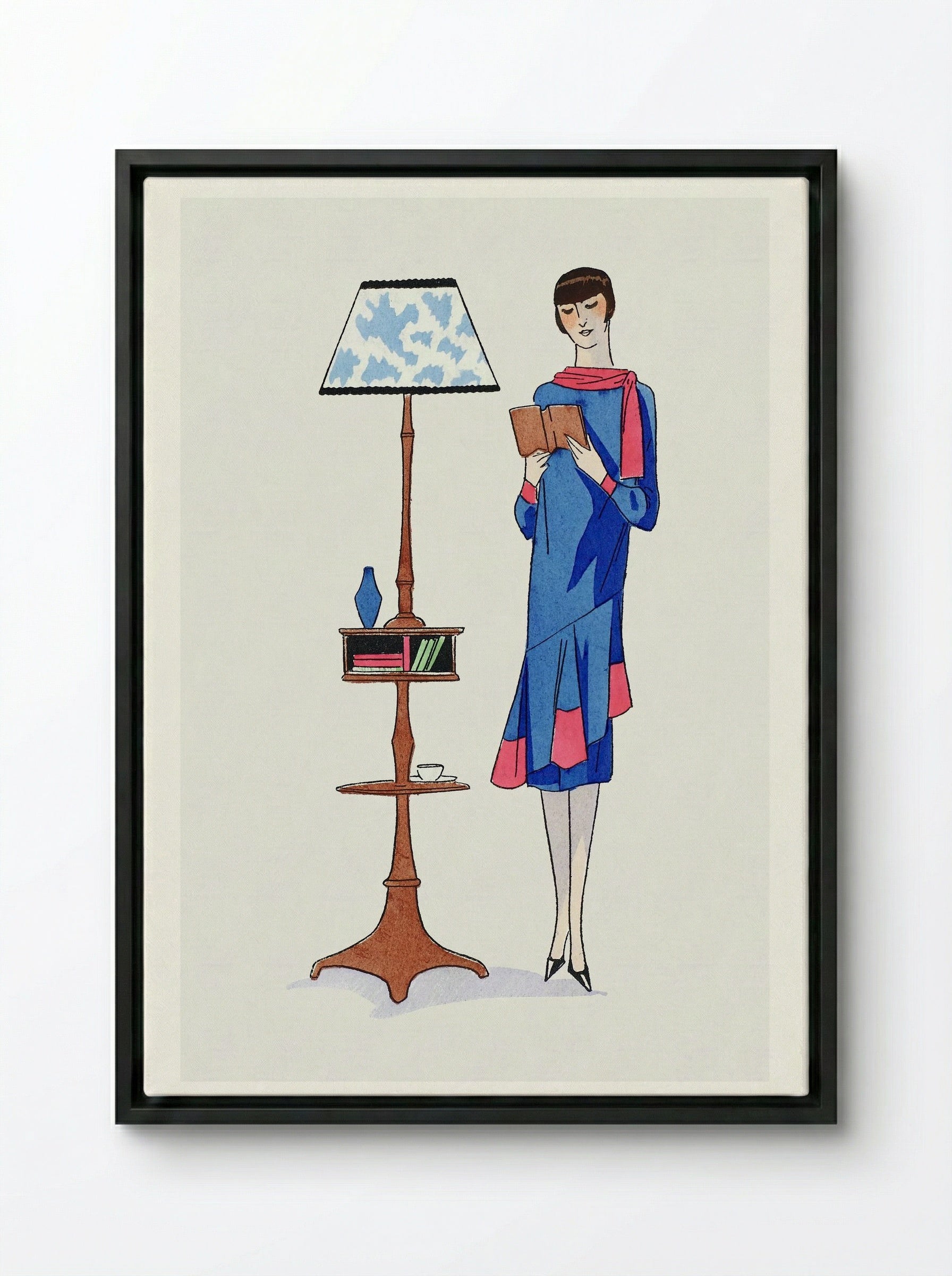 Afternoon Dress Topped with Pink Crepe - Gustav Beer - Framed Canvas Black