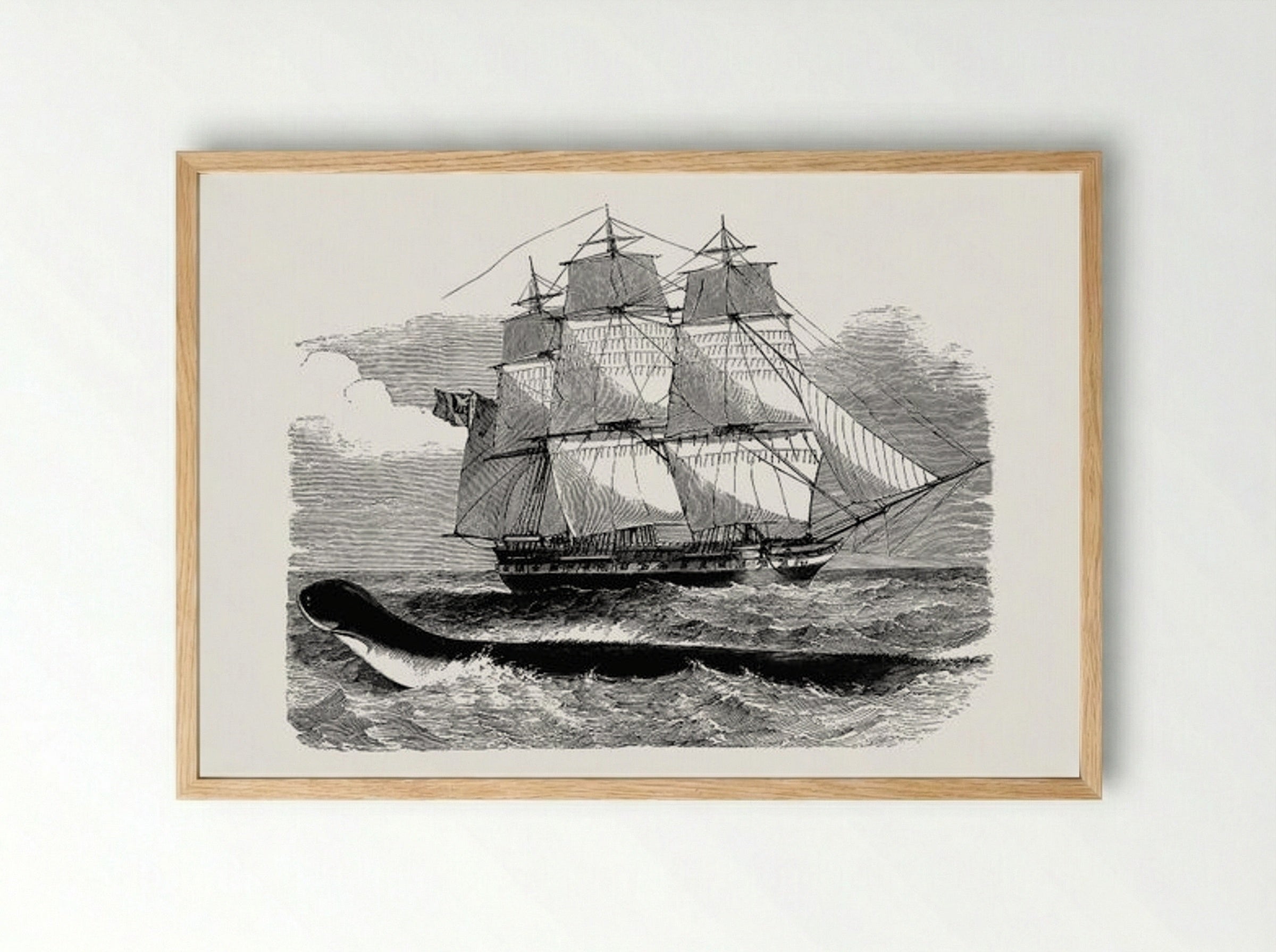 The Great Sea-Serpent, When First Seen From H.M.S. Daedalus - Fine Art Print - Framed Print Wood