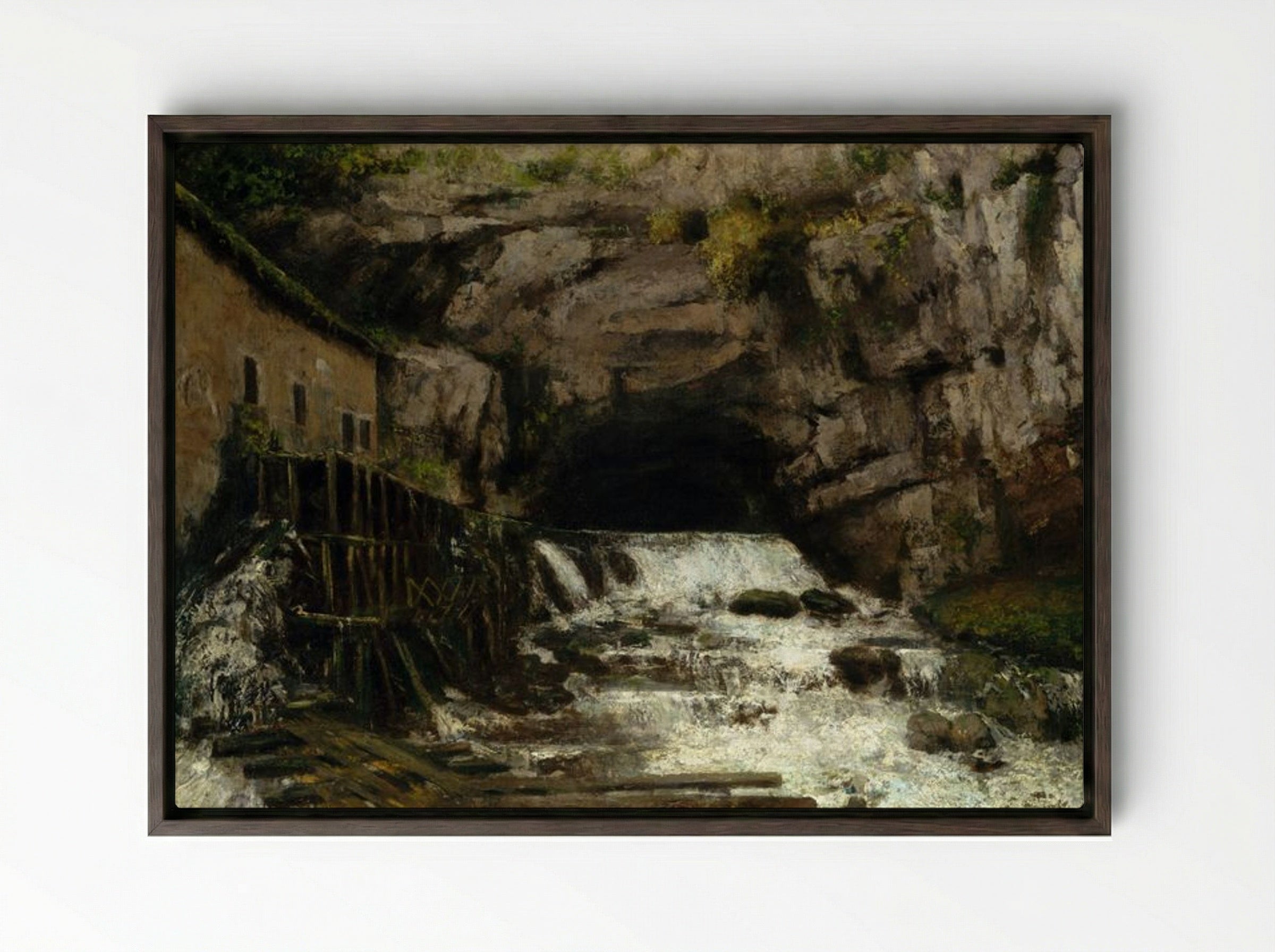 The Source of the Loue - Gustave Courbet - Framed Canvas Dark Wood
