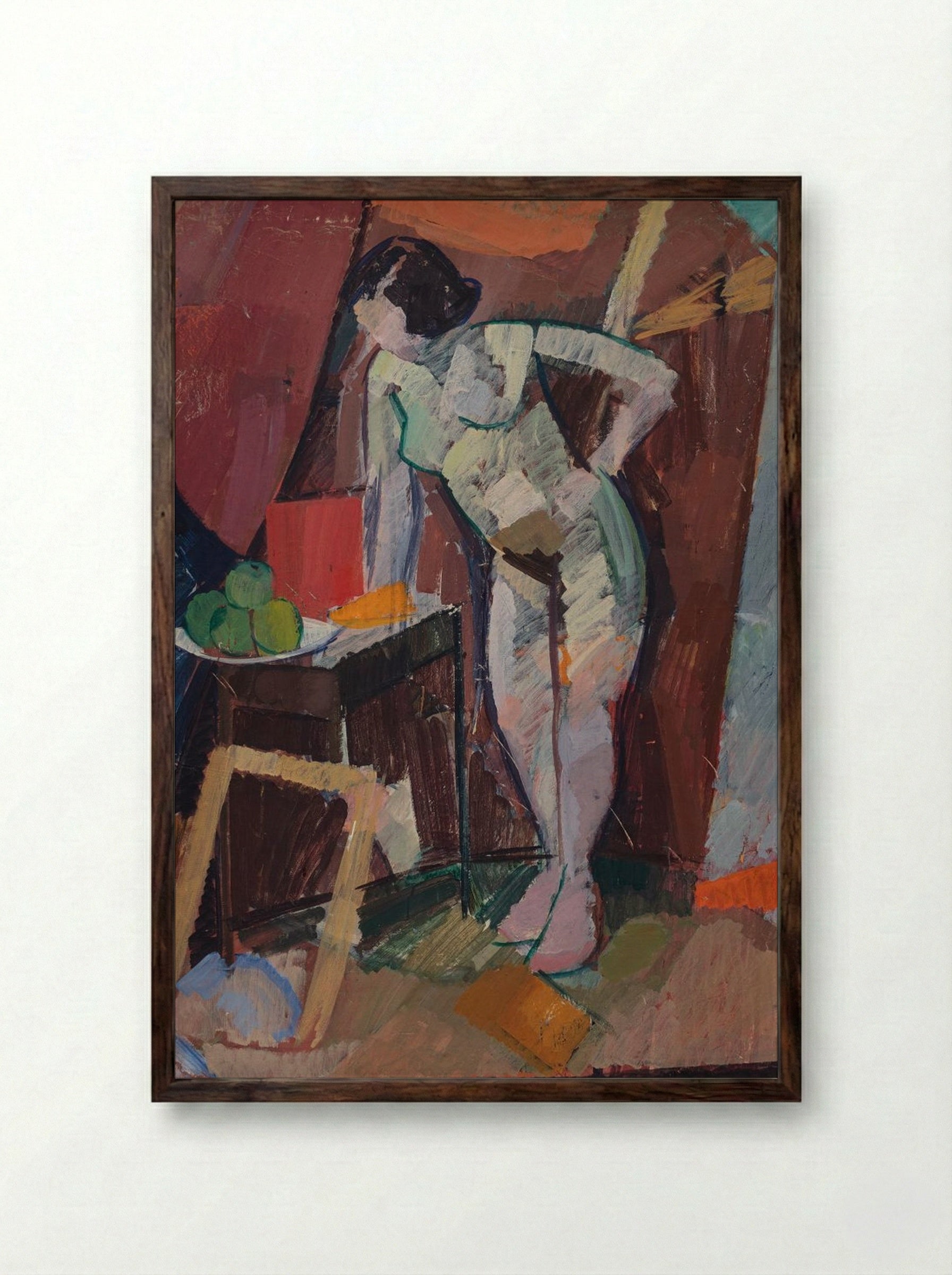 Standing Female Nude - Edvard Weie - Framed Print Dark Wood