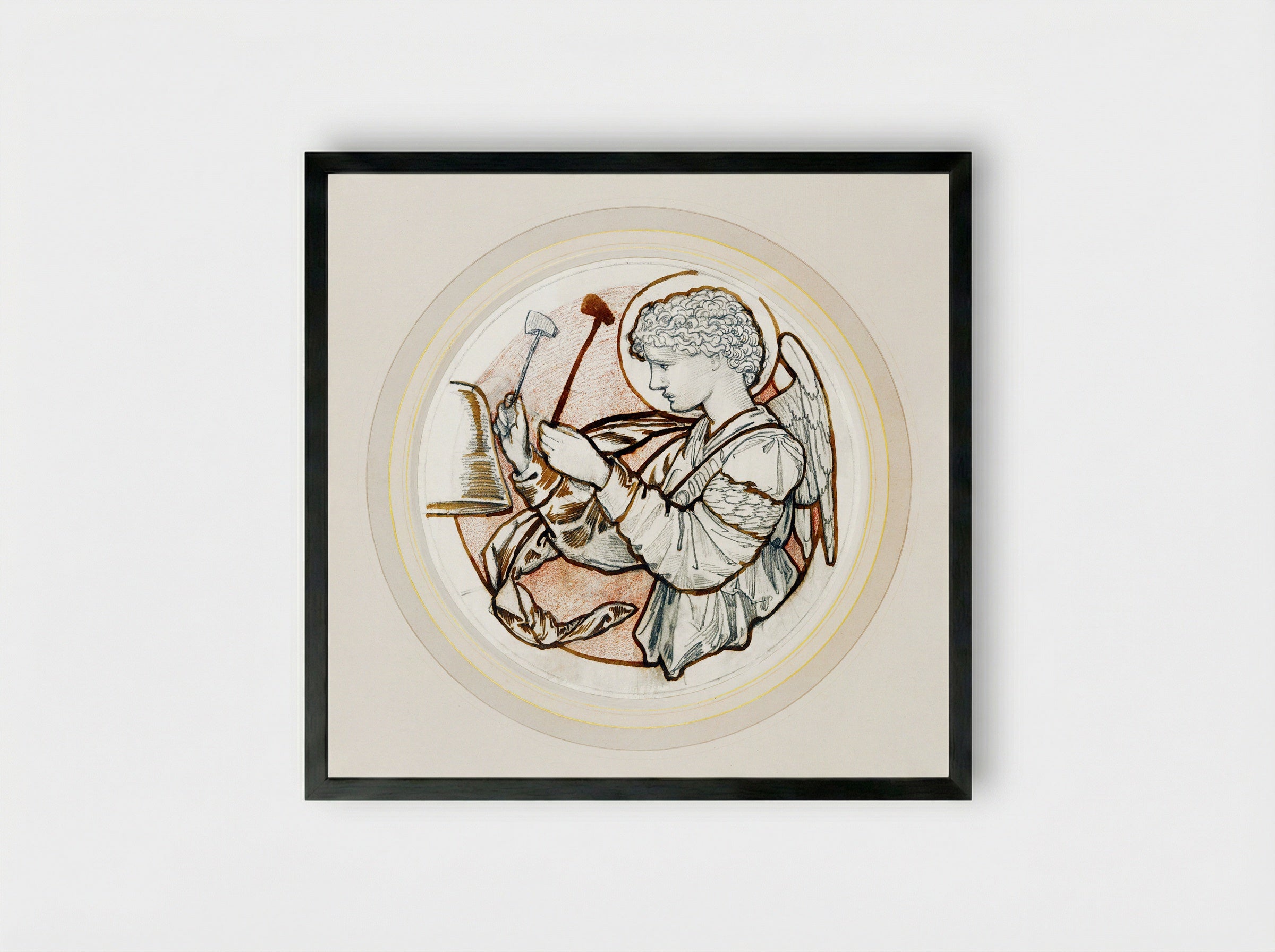 Angel Playing on Bells - Edward Burne-Jones - Framed Print Black