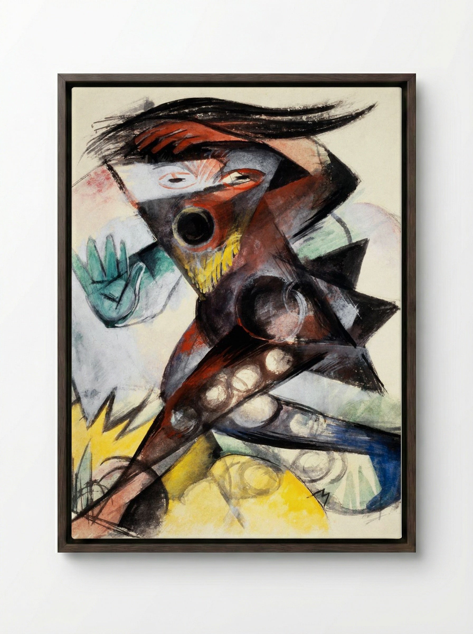 Caliban, Figurine for 'The Tempest' - Franz Marc - Framed Canvas Dark Wood