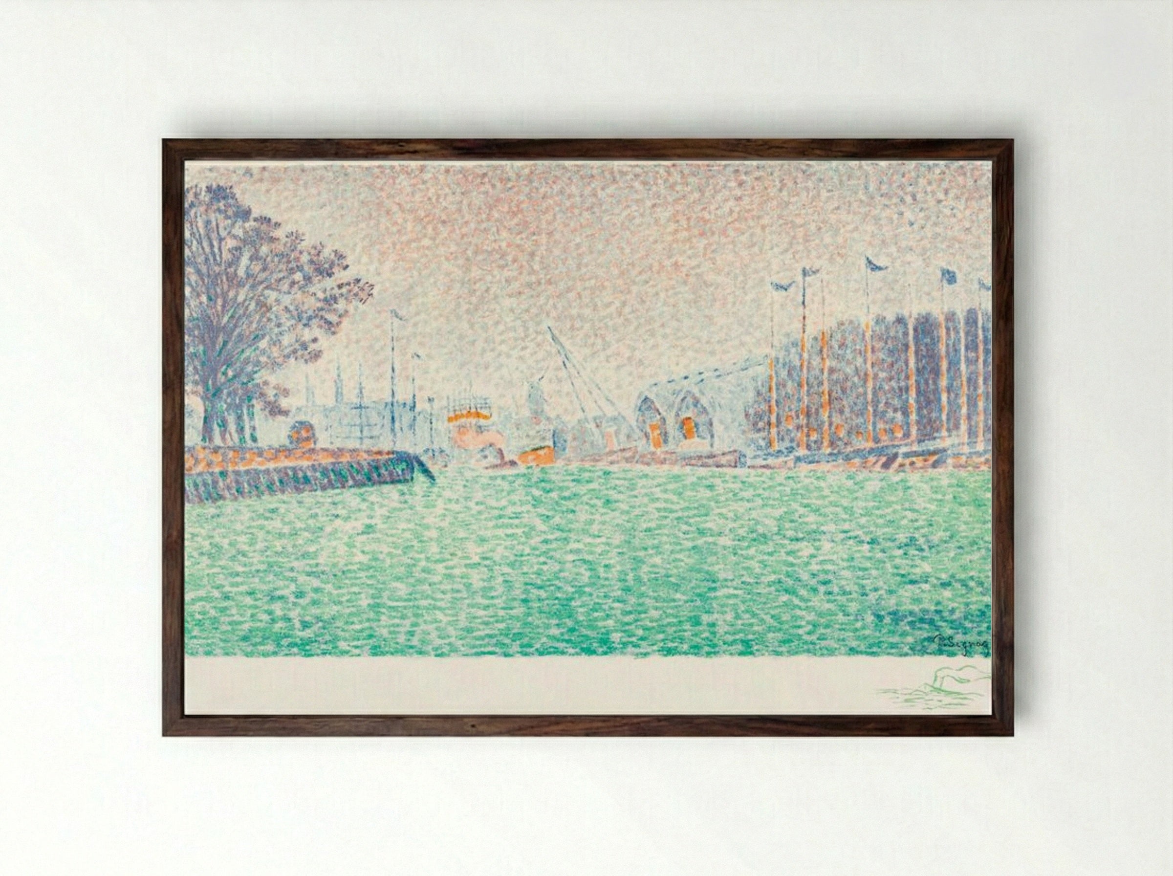 At Flushing (A Flessingue) - Paul Signac - Framed Print Dark Wood