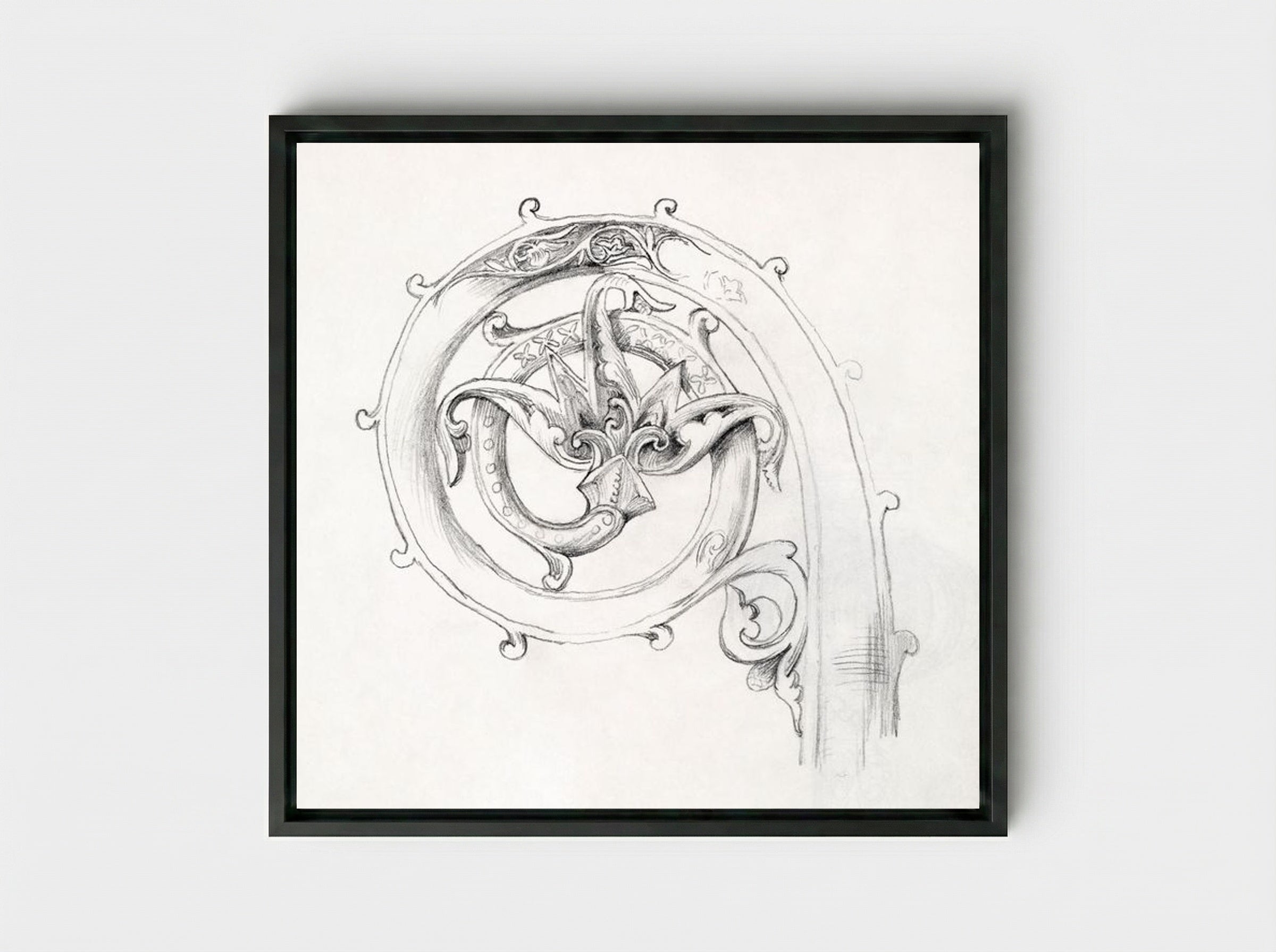 Sketch of Byzantine Ornament - Edward Burne-Jones - Framed Canvas Black