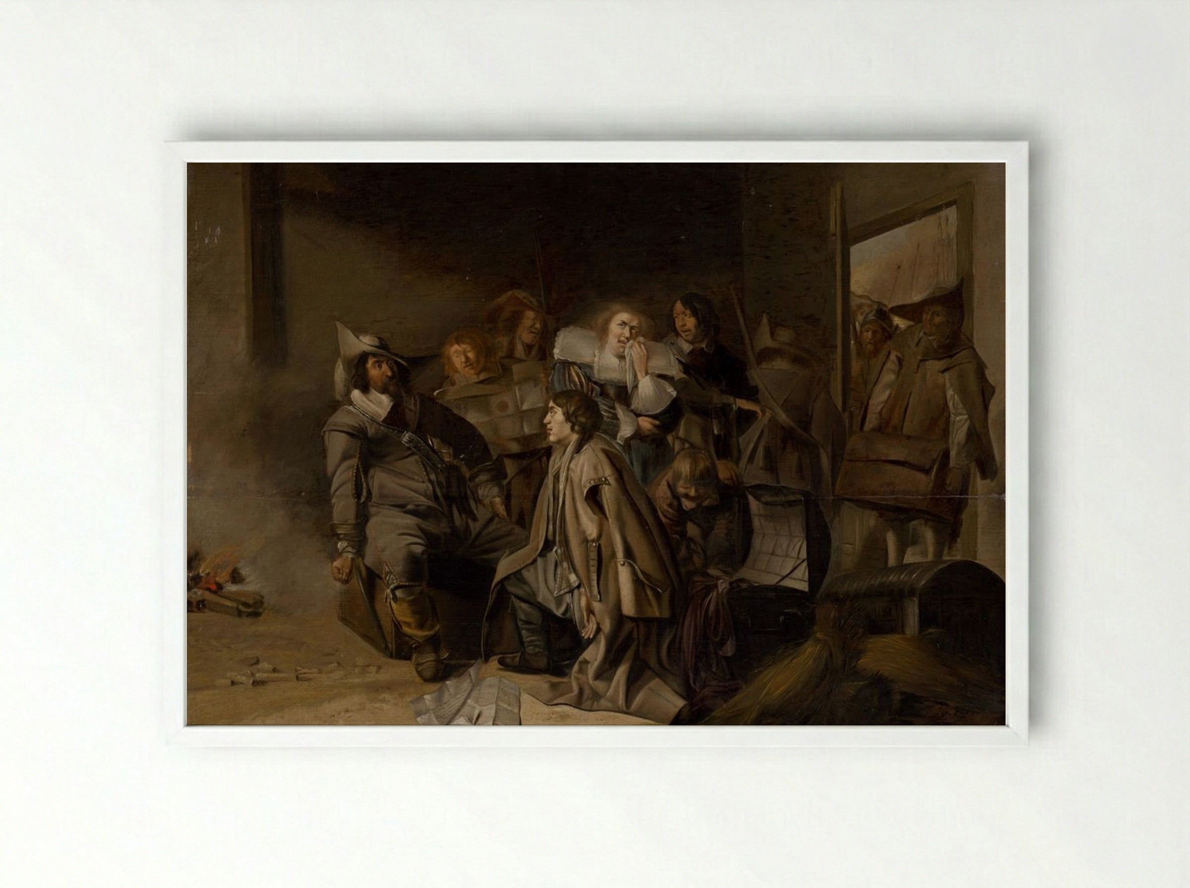 The Questioning of a Prisoner - Pieter Codde - Framed Print White