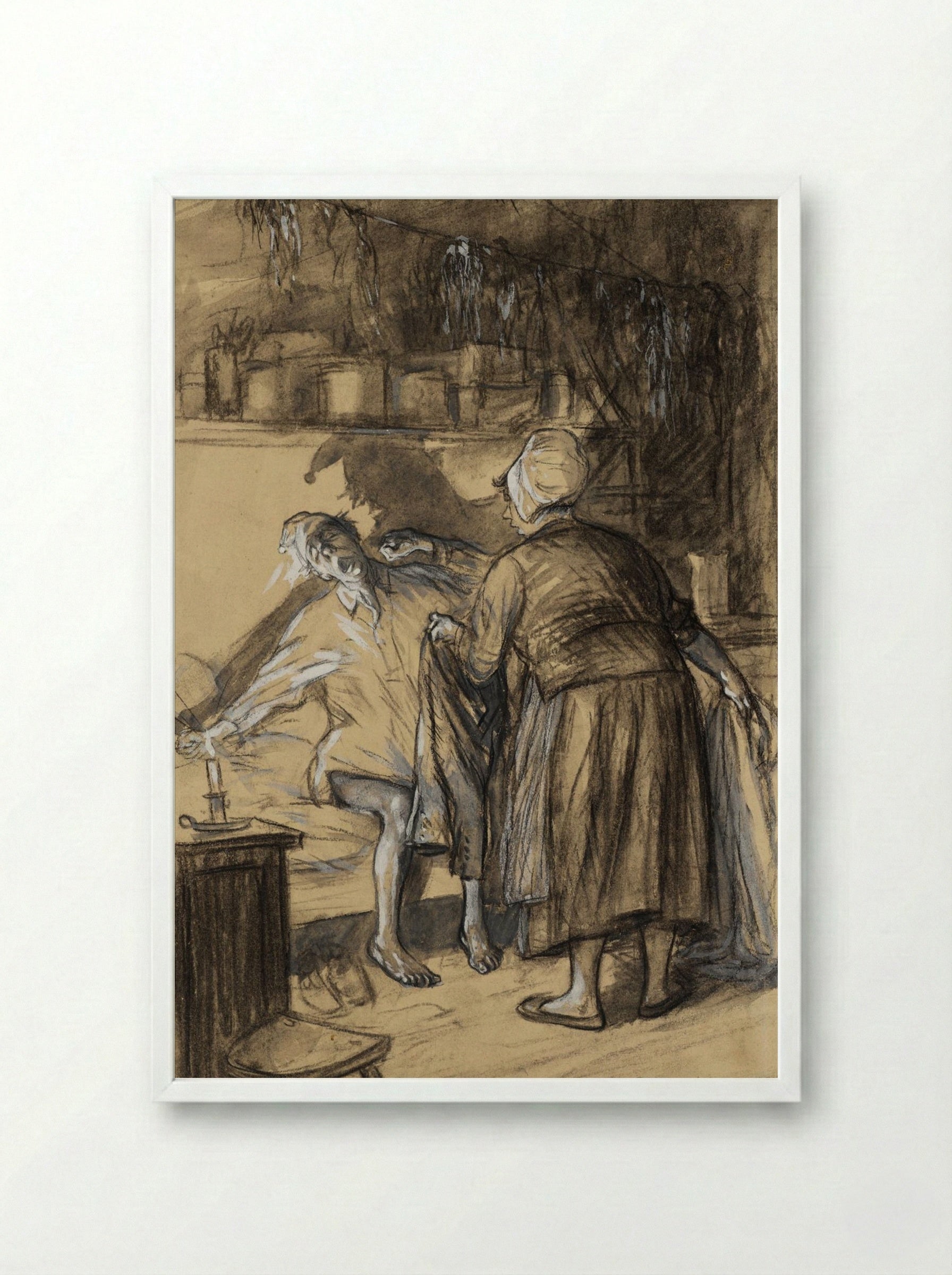 Here Are Your Trousers - William James Glackens - Framed Print White