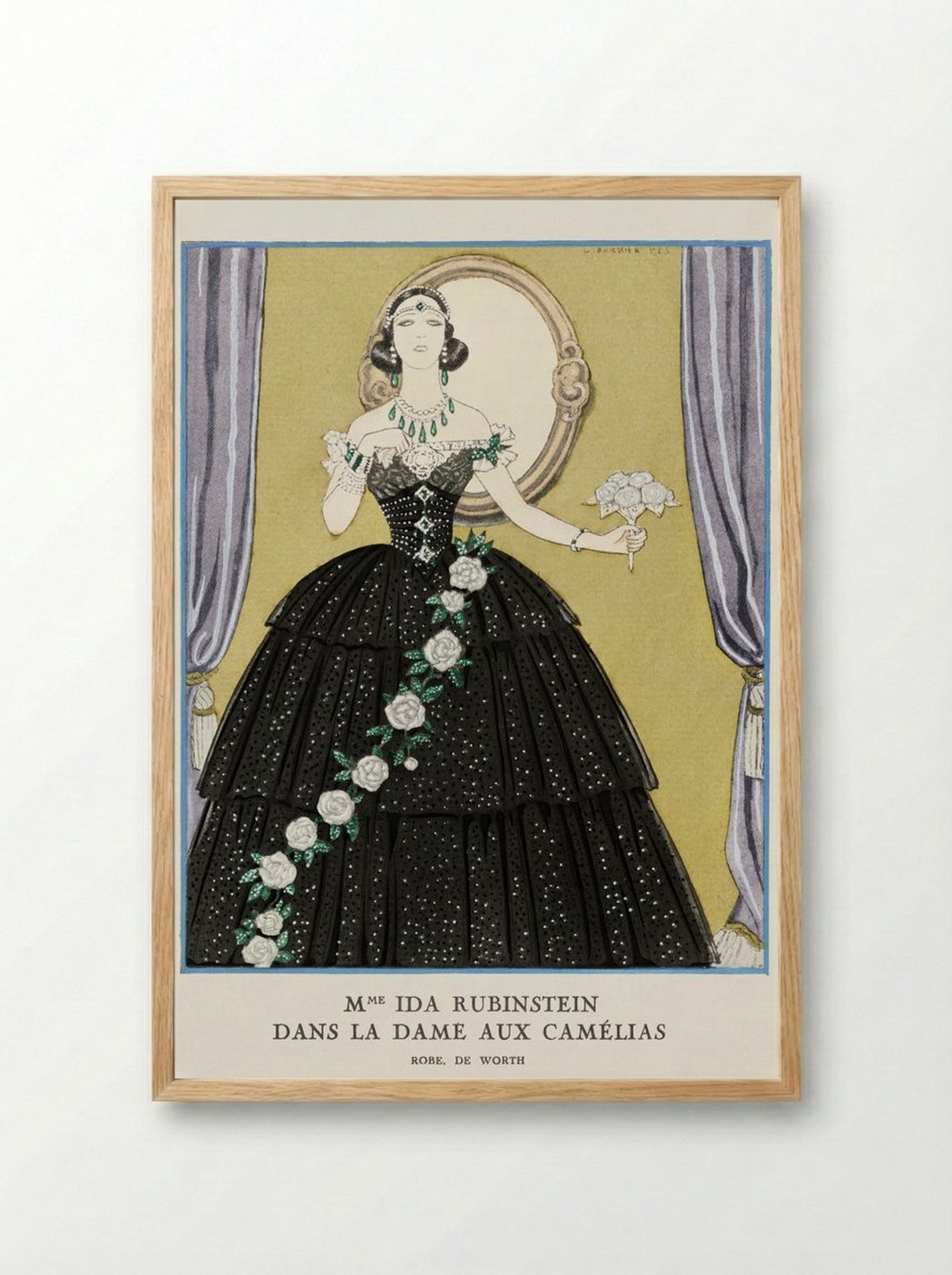 Mme Ida Rubinstein in La Dame aux Camélias - George Barbier - Framed Print Wood