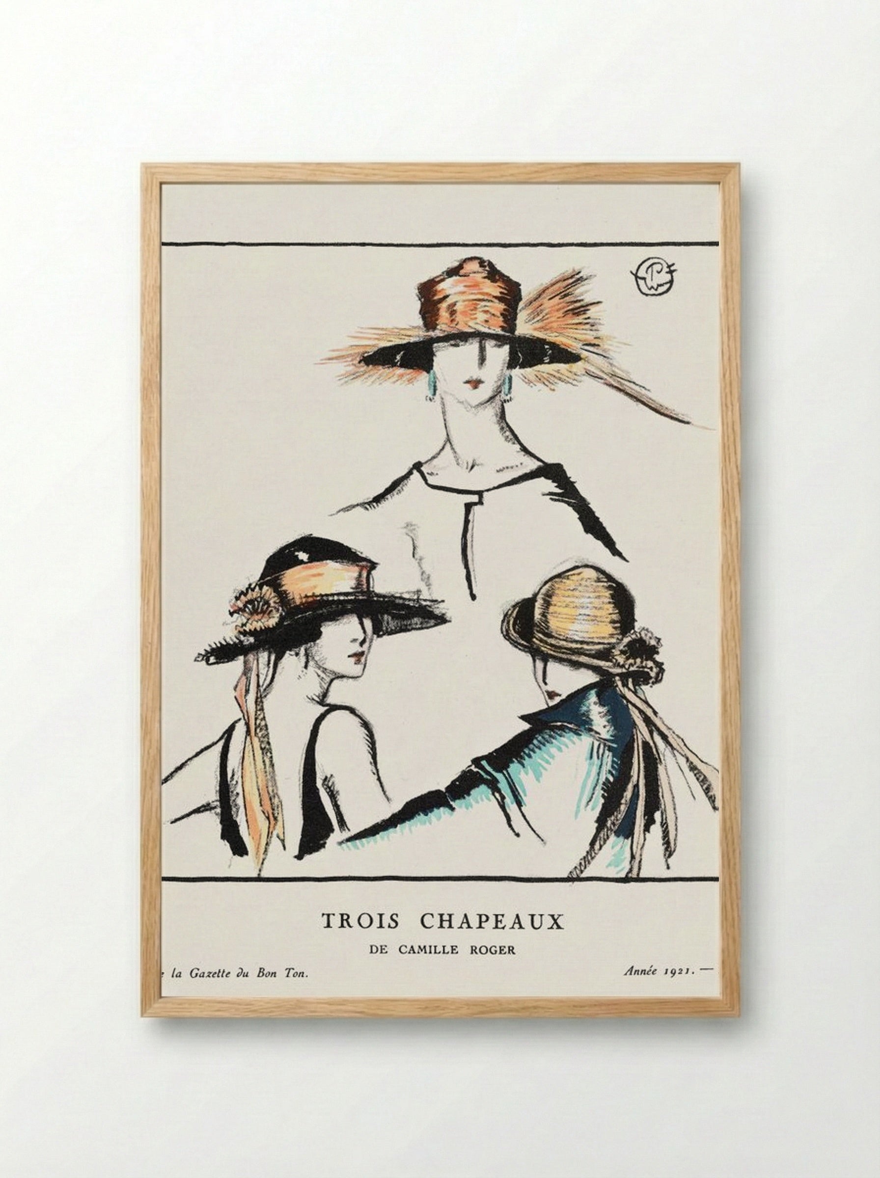 Trois Chapeaux (Three Hats) - Porter Woodruff - Framed Print Wood