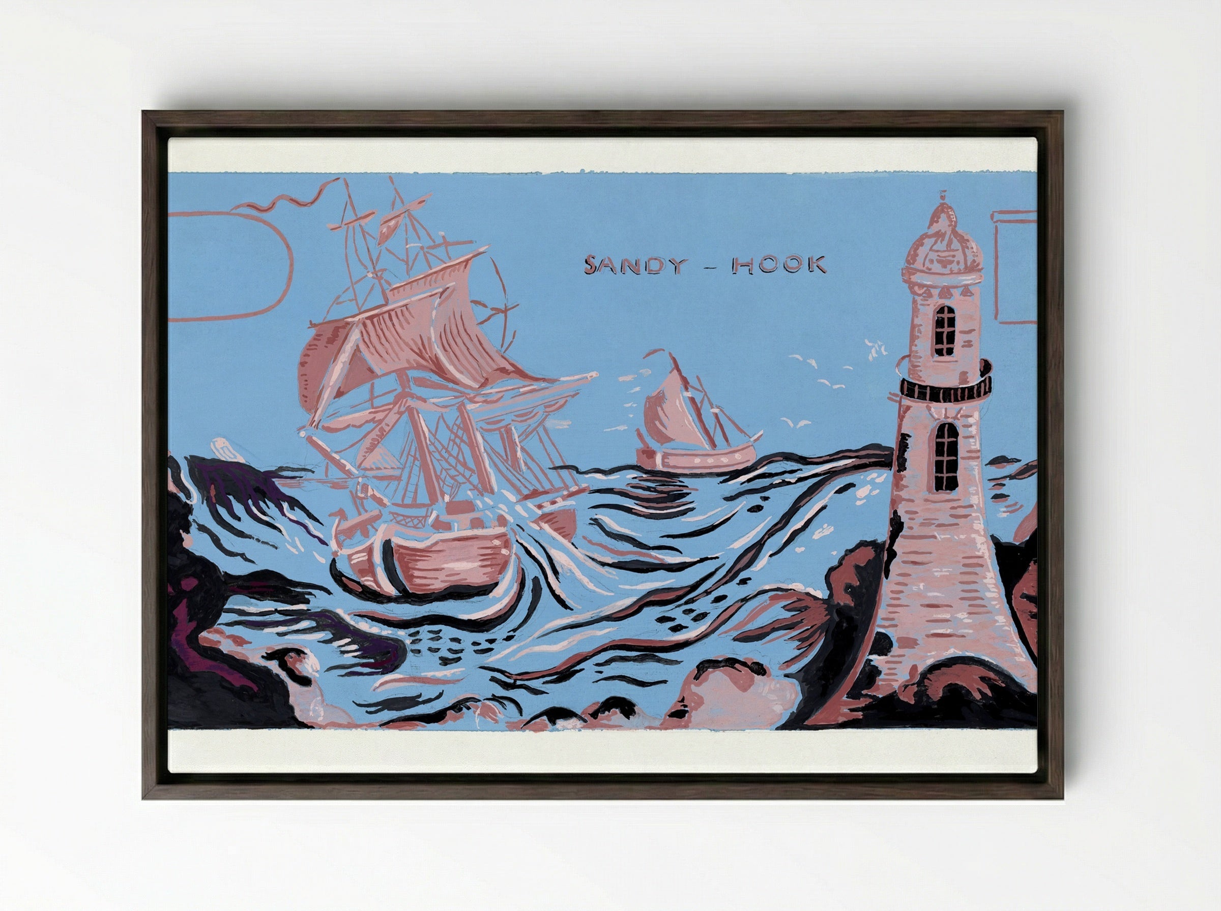 Bandbox Design: Sandy Hook - Selma Sandler - Framed Canvas Dark Wood