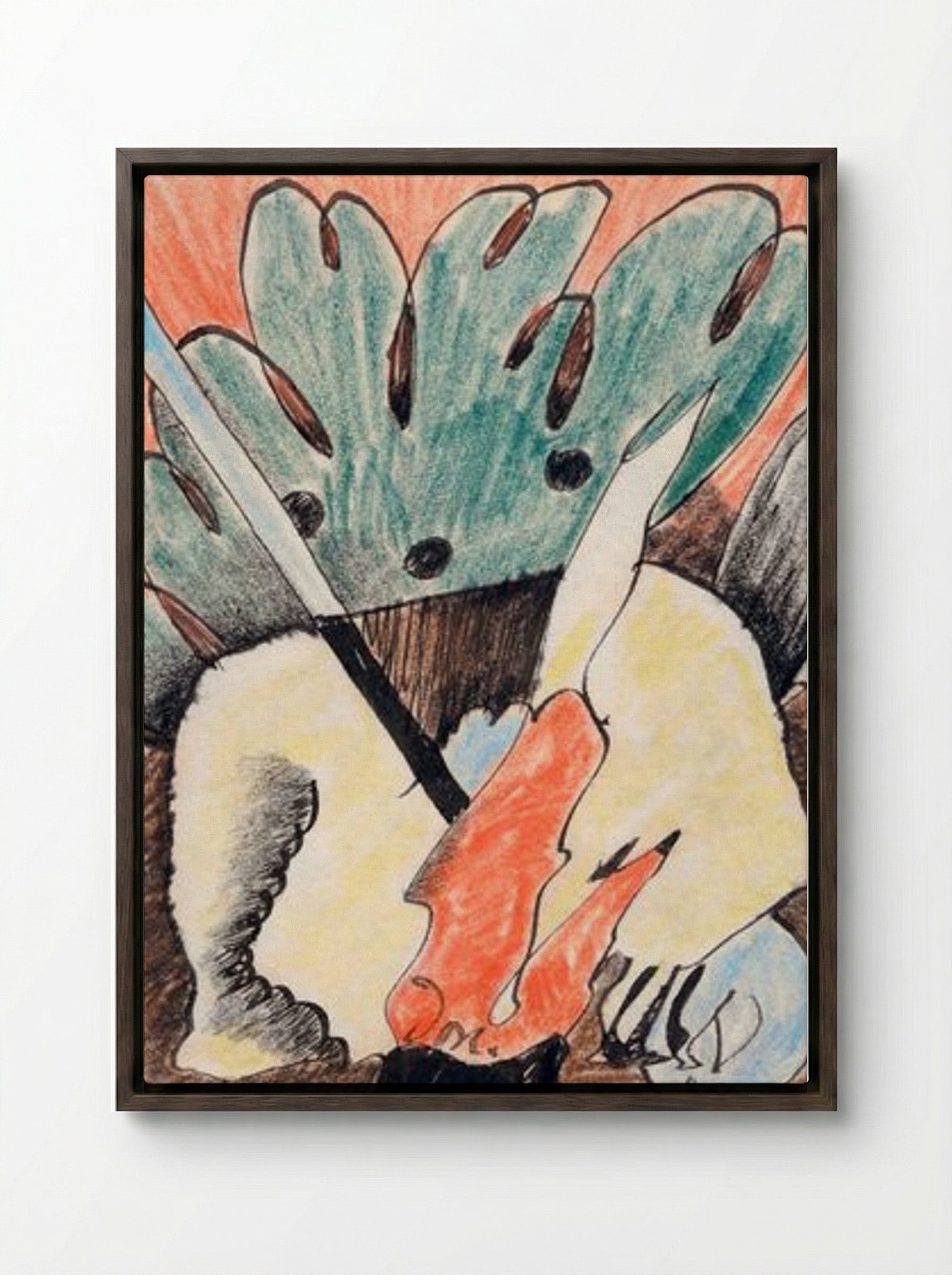Untitled (Abstracted Forms, Coloured Pencil) - Arthur Dove - Framed Canvas Dark Wood