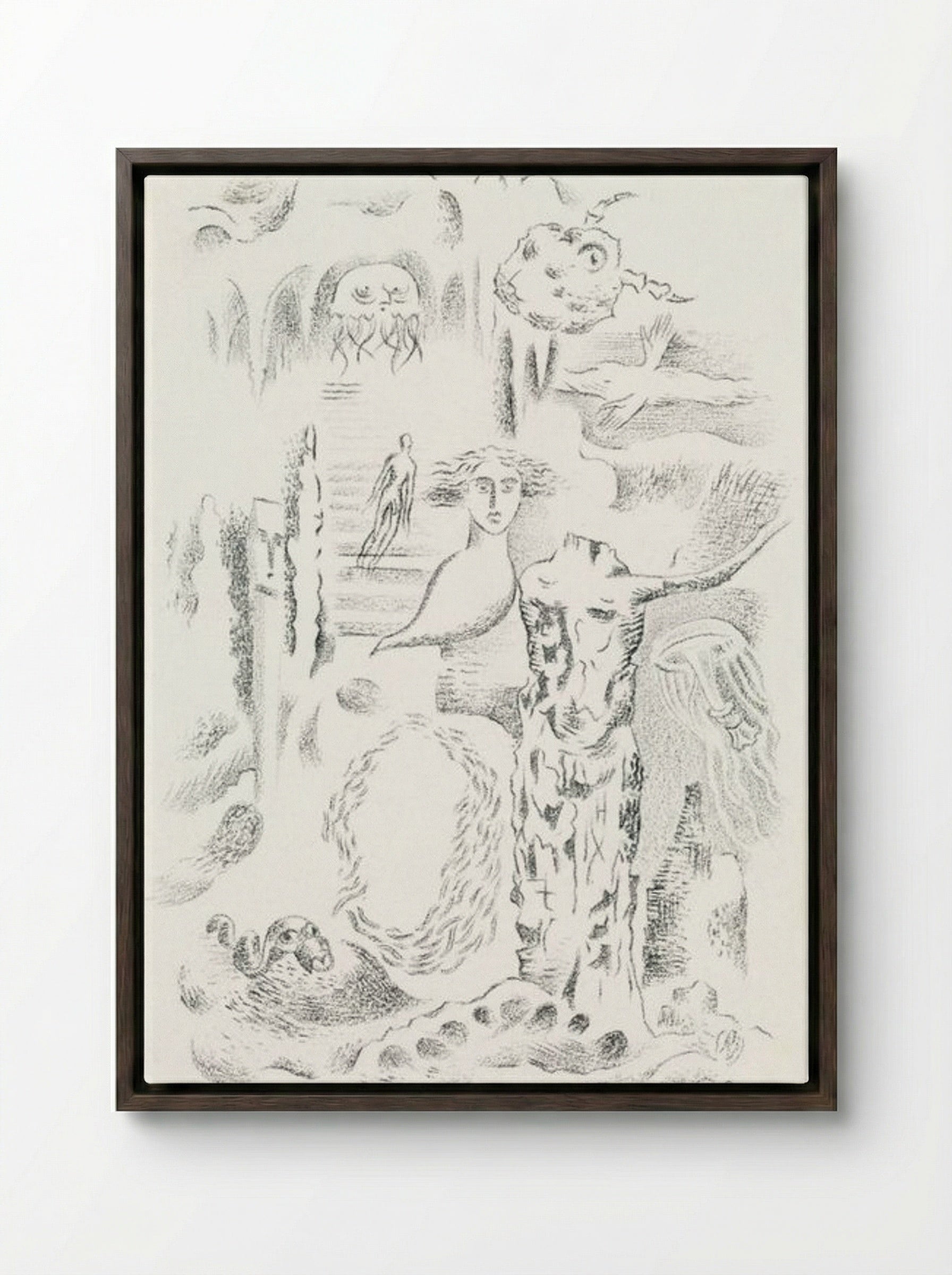 Design for Urne Buriall – Ghosts - Paul Nash - Framed Canvas Dark Wood