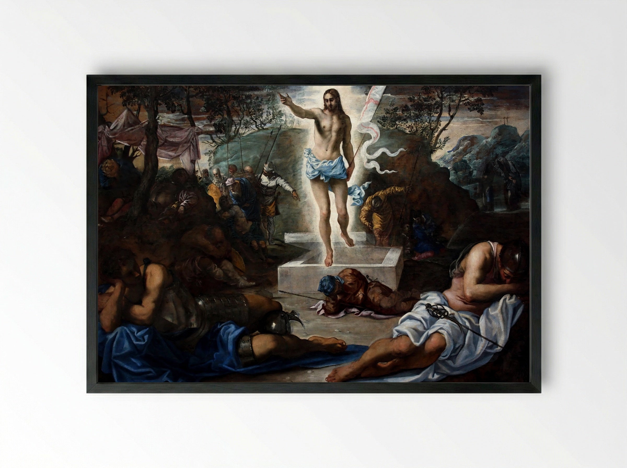 La Resurrezione (The Resurrection) - Tintoretto - Framed Print Black