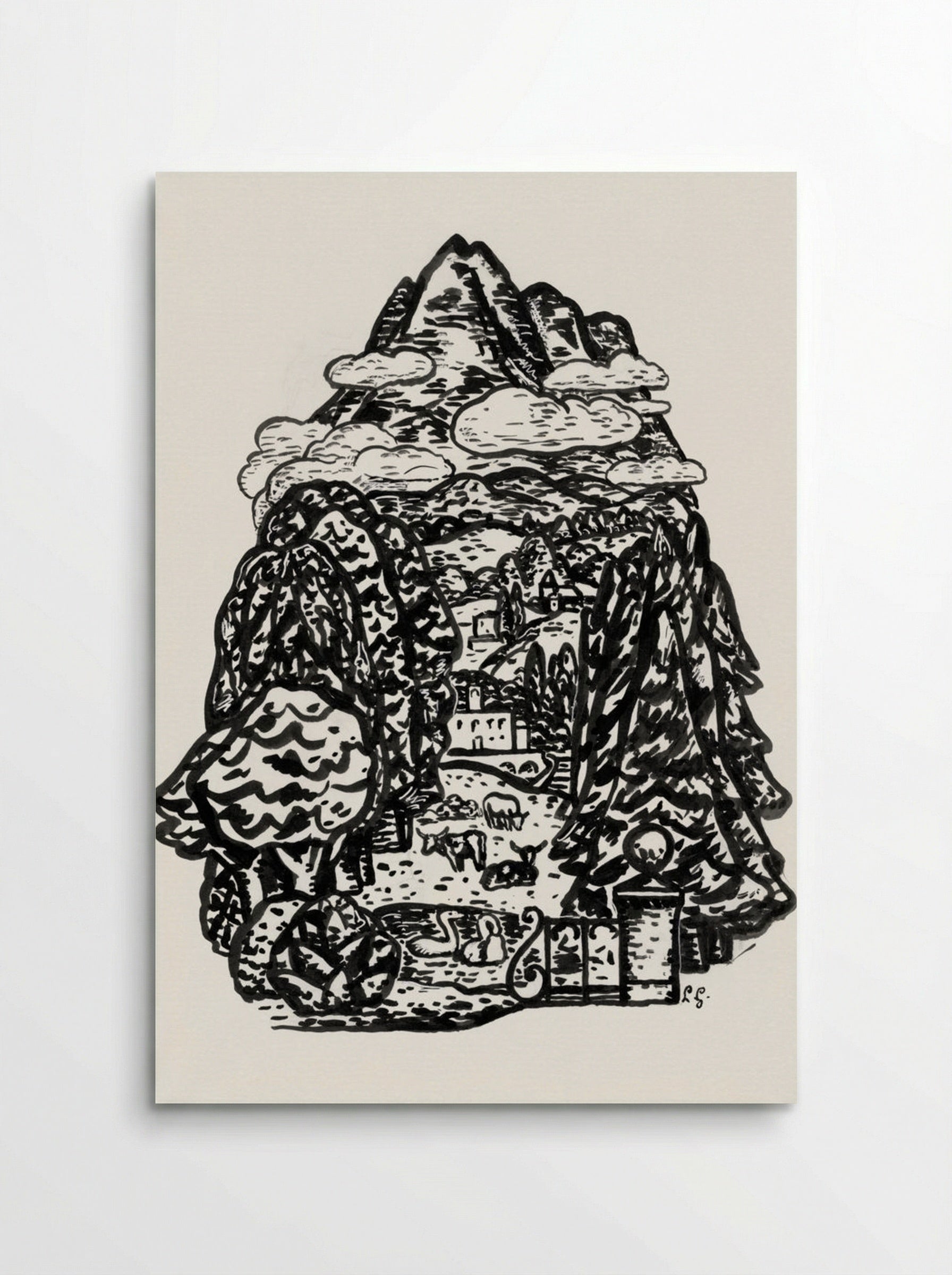 Mountain Landscape with Cows and Swans - Leo Gestel - Poster