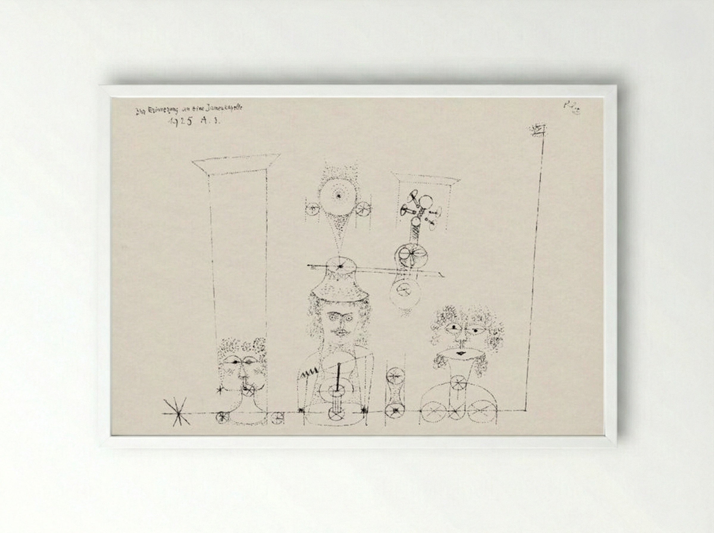 In Memory of an All-Girl Band - Paul Klee - Framed Print White